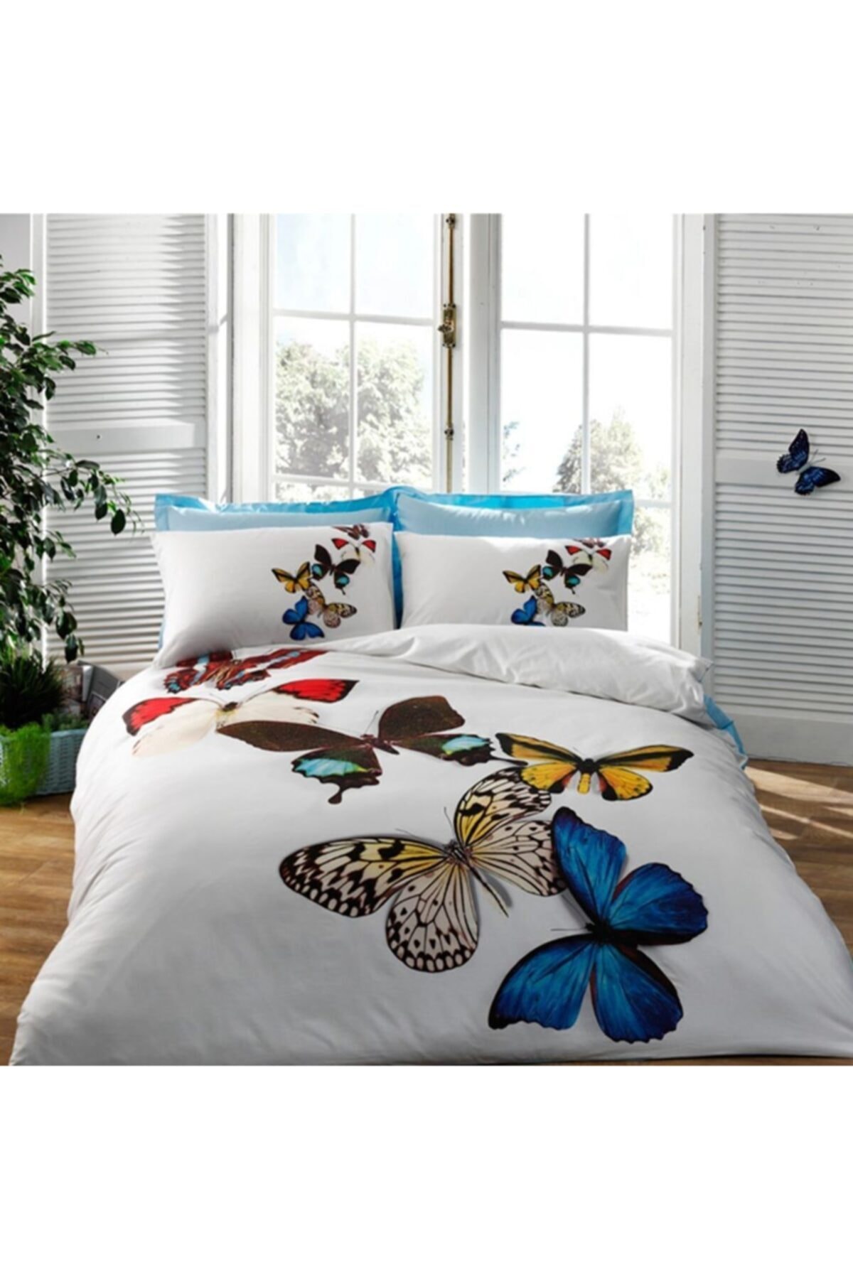 Tac Butterflies 3d Saten Cift Kisilik Nevresim Takimi Mavi Fiyati Yorumlari Trendyol