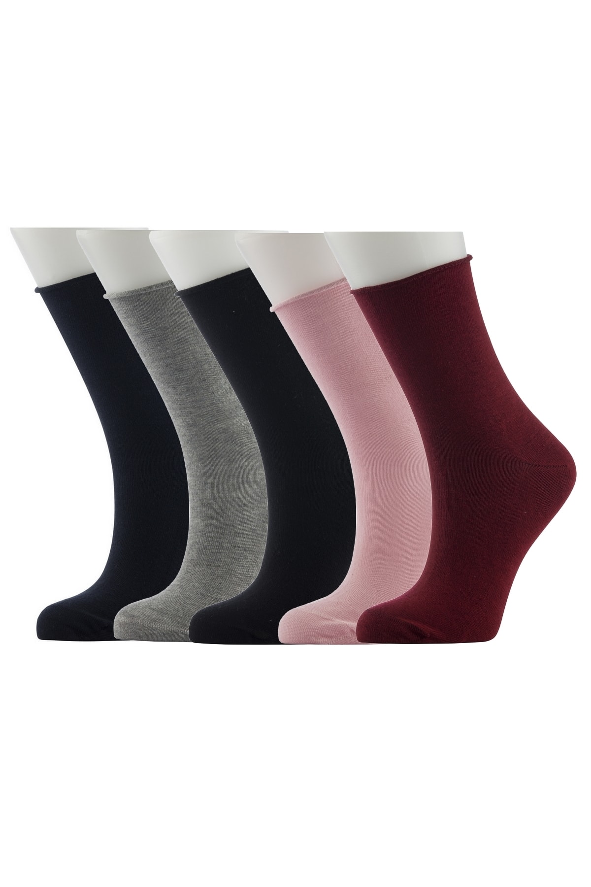 Moyra Socks 5'li Lastiksiz Pamuklu Düz Kadın Soket Çorap