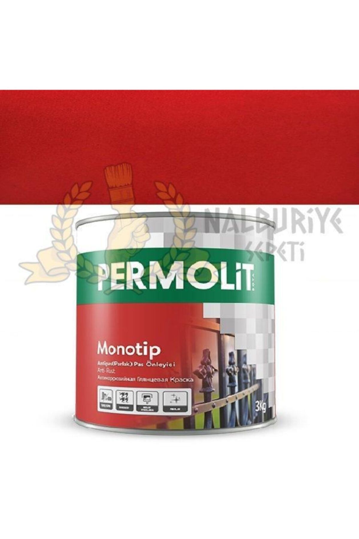 Permolit Monotip Kırmızı Sentetik Antipas Boya 2.5 Lt.