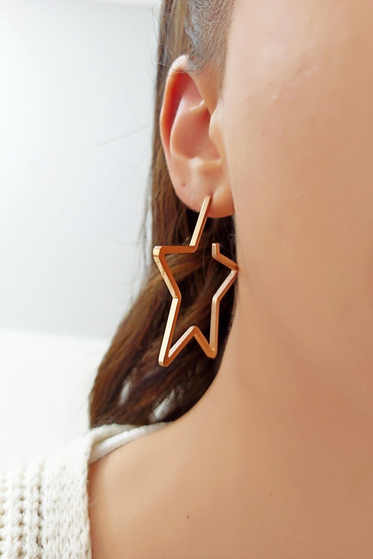 Çlk Accessories Çelik Yıldızlı Küpe Trküpe3470 B34003