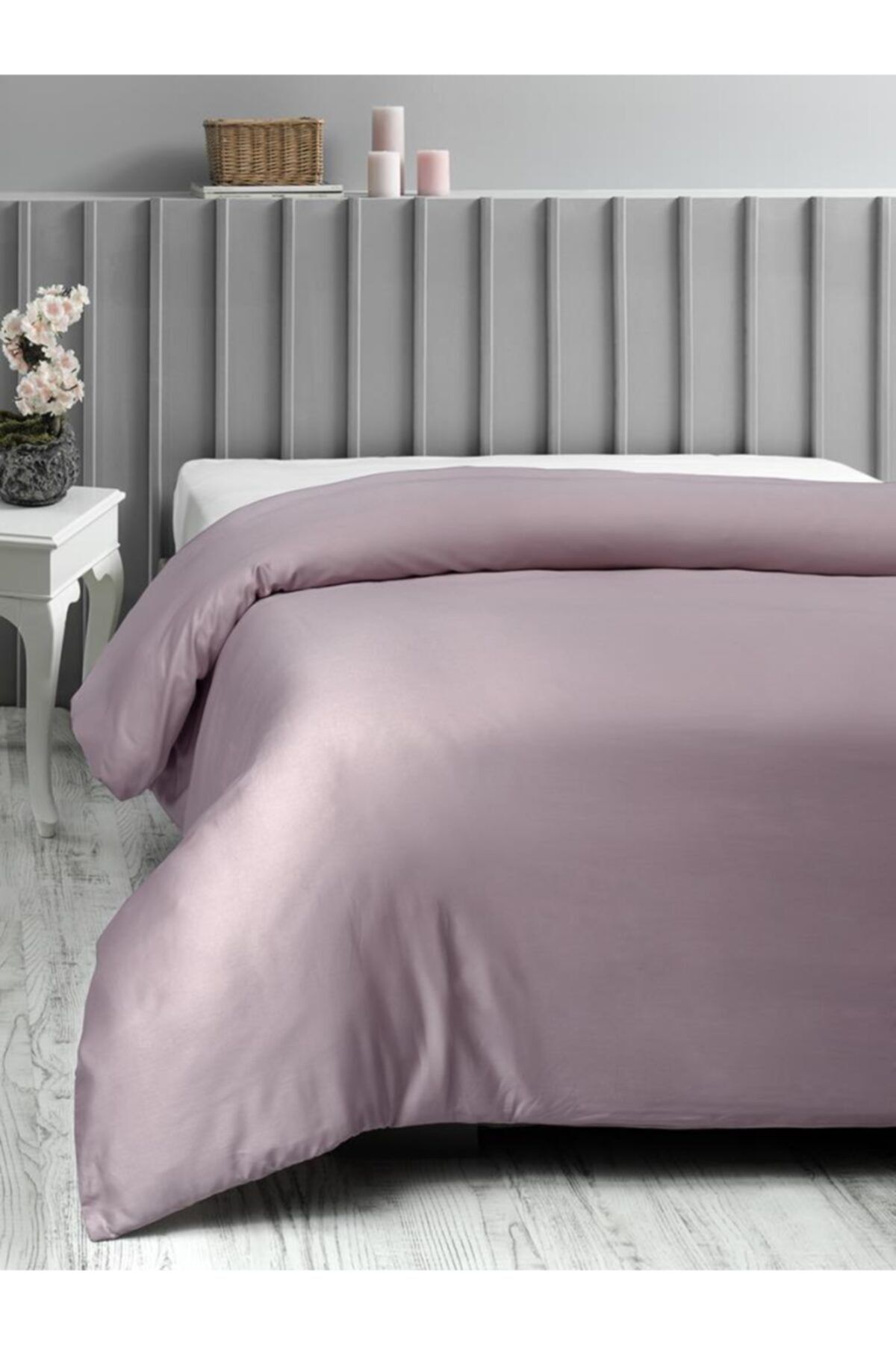 Karna Home Classic Tek Kişilik Pamuk Saten Nevresim/ Yorgan Kılıfı Pudra