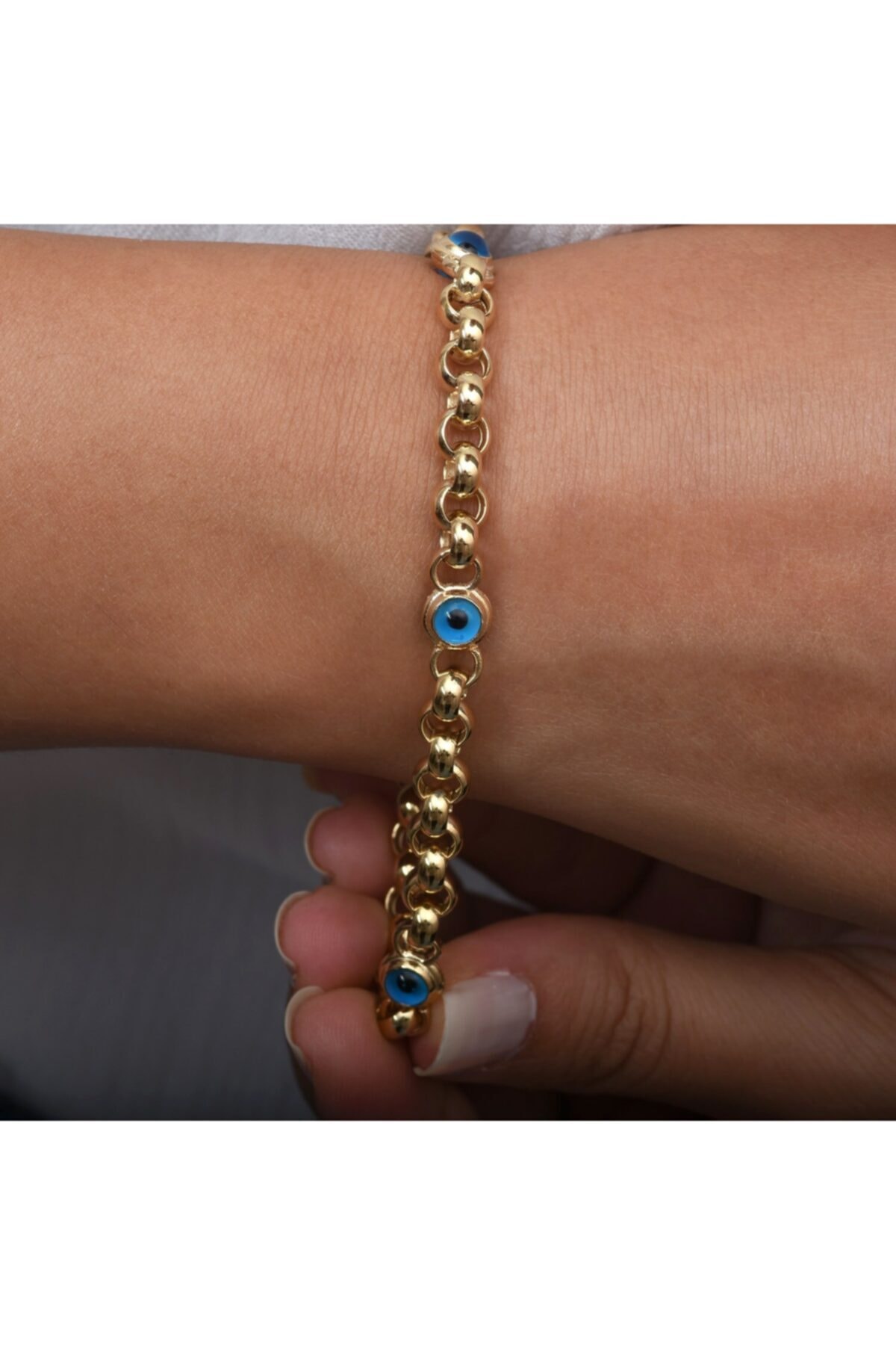 Goza Jewellery Magnolia Birleşik Nazar Boncuklu Altın Bileklik