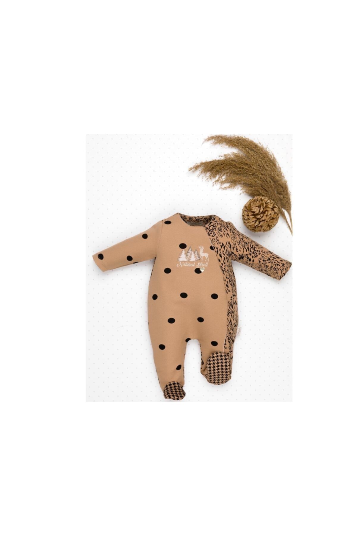 Babydola Kız Bebek Leopar Desenli Patikli Tulum