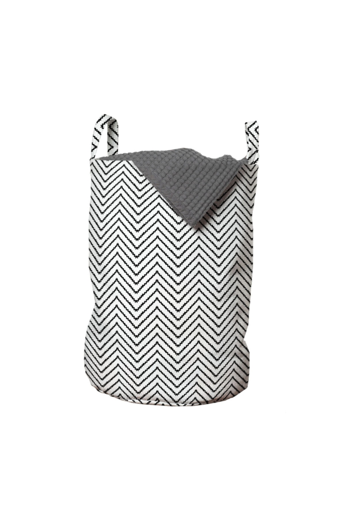 Rengirenk Siyah Beyaz Çamaşır Sepeti Siyah Beyaz Zikzak