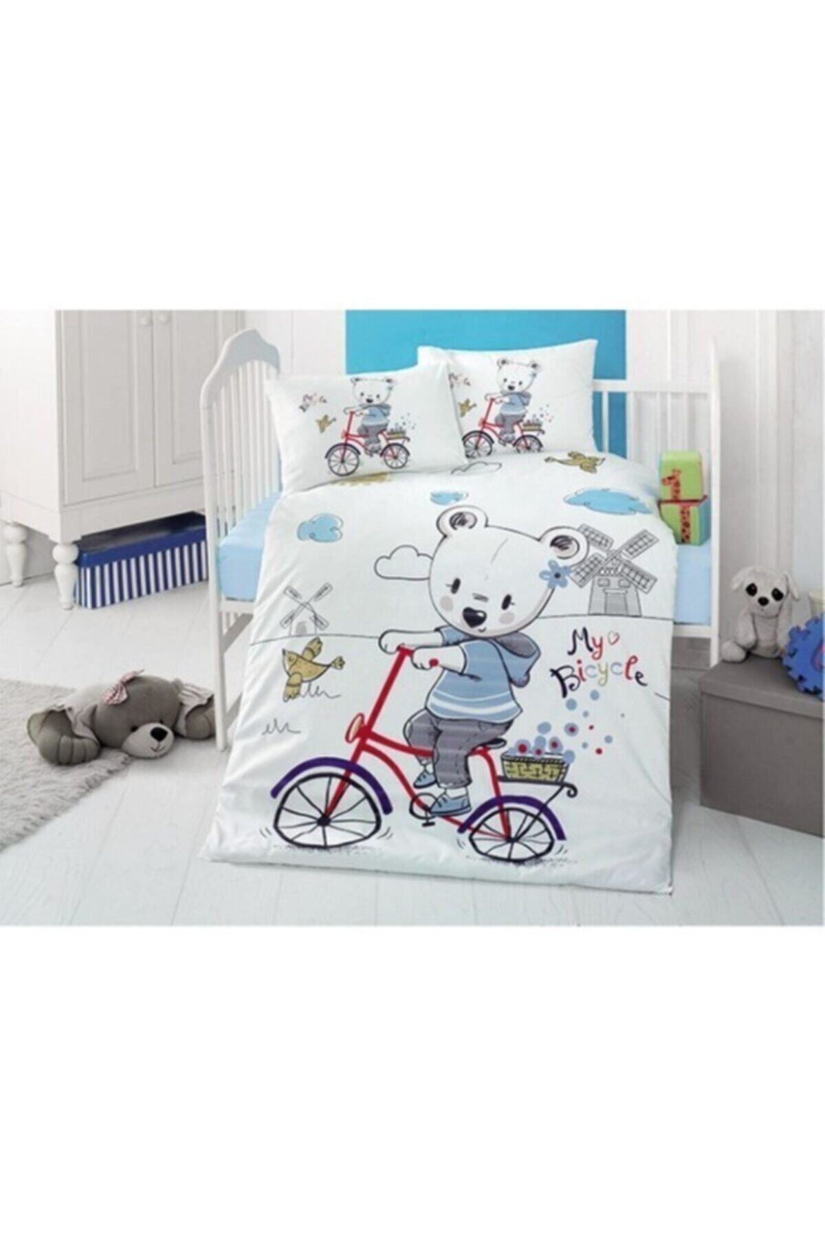 Recos Unisex Beyaz My Bike Bebek Nevresim Takımı