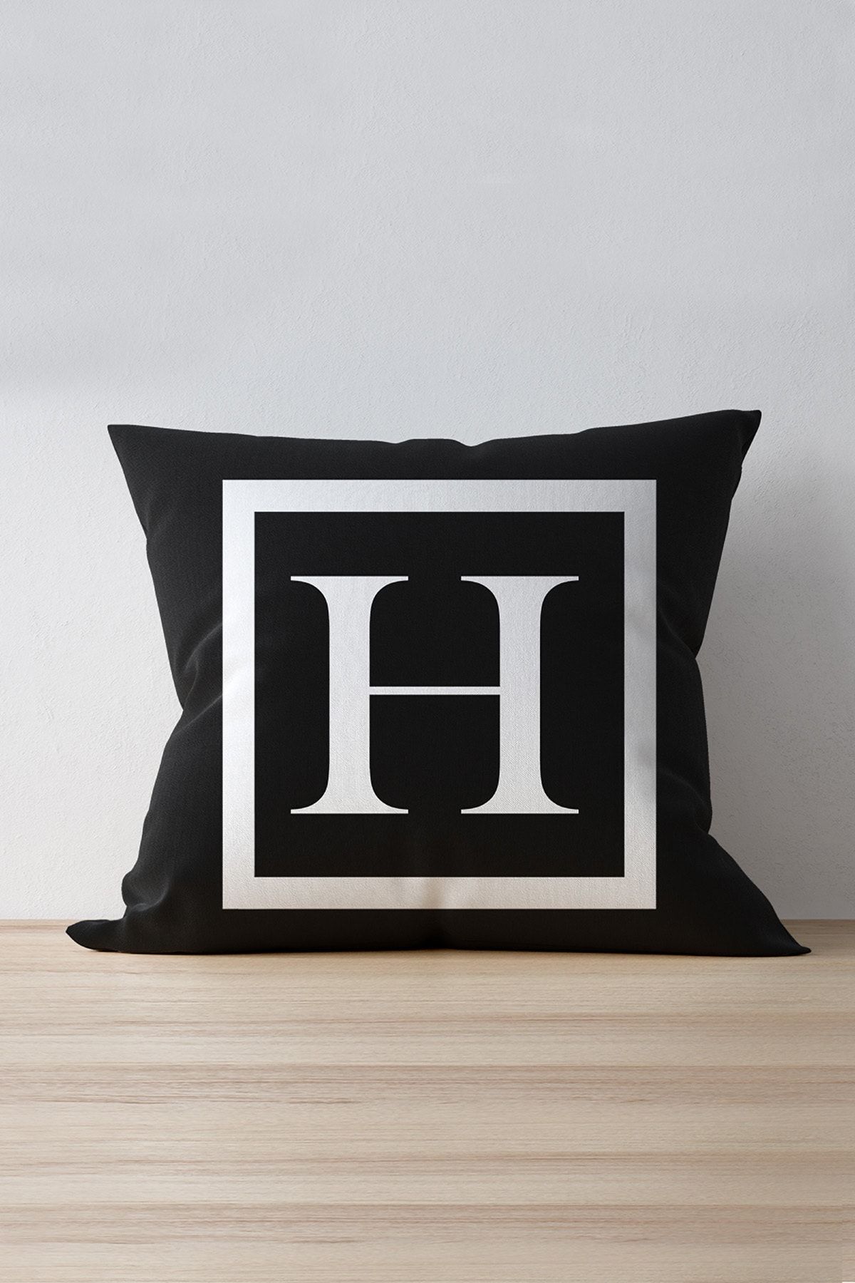 Cango Home Harfli Kırlent Yastık Kılıfı - H Harfi - 43x43 Cm