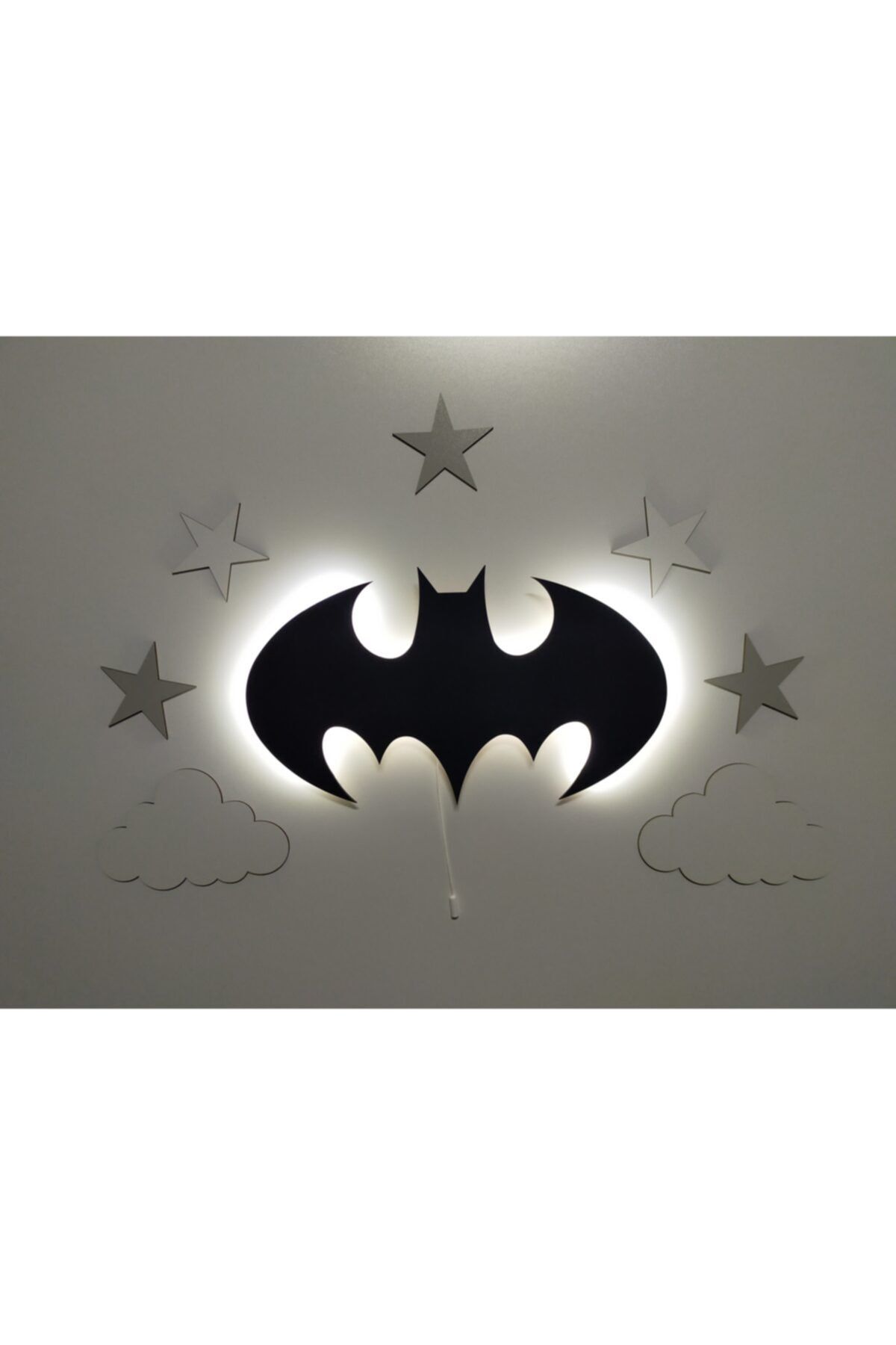 fabrikahşap Çocuk Odası Dekoratif Ahşap Batman Gece Lambası Ledli Aydınlatma