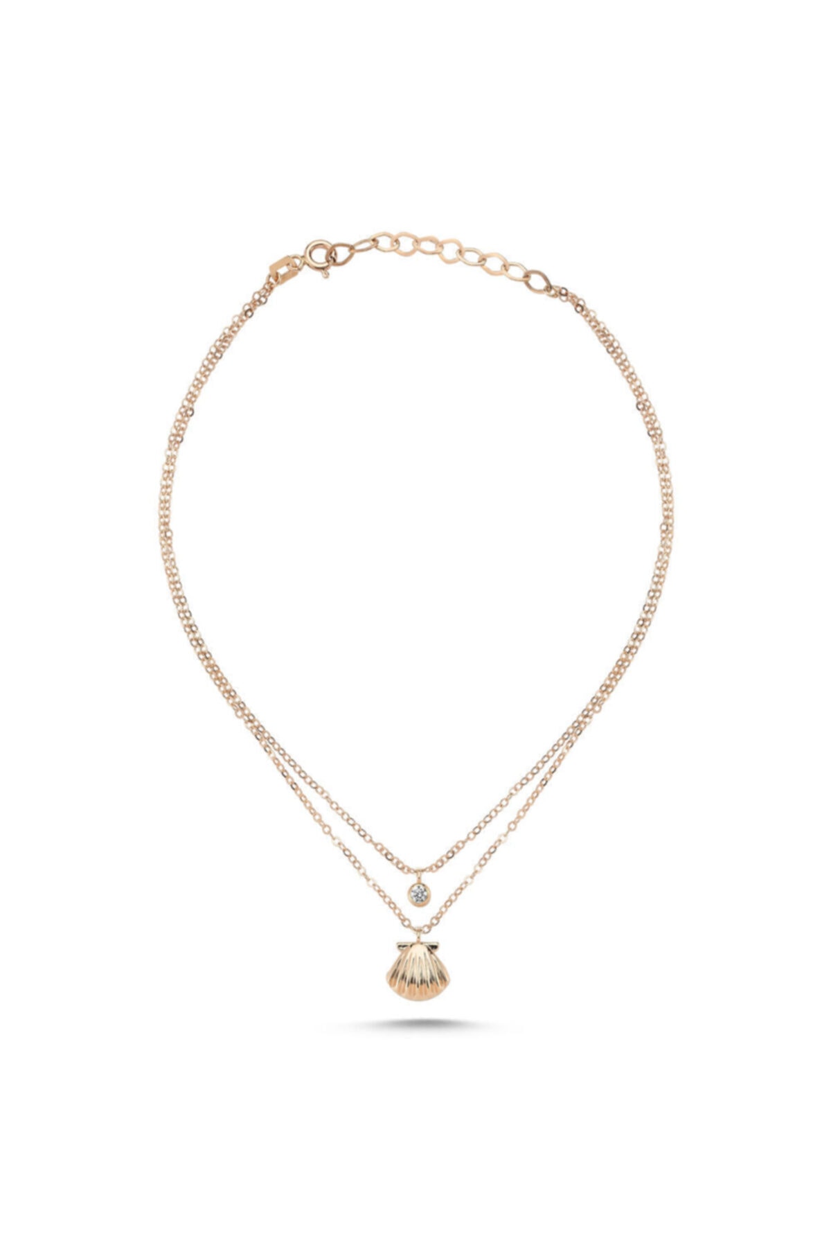 Sembol Gold Halhal Altın Bileklik Tektaş Istiridyeli Rose Gold