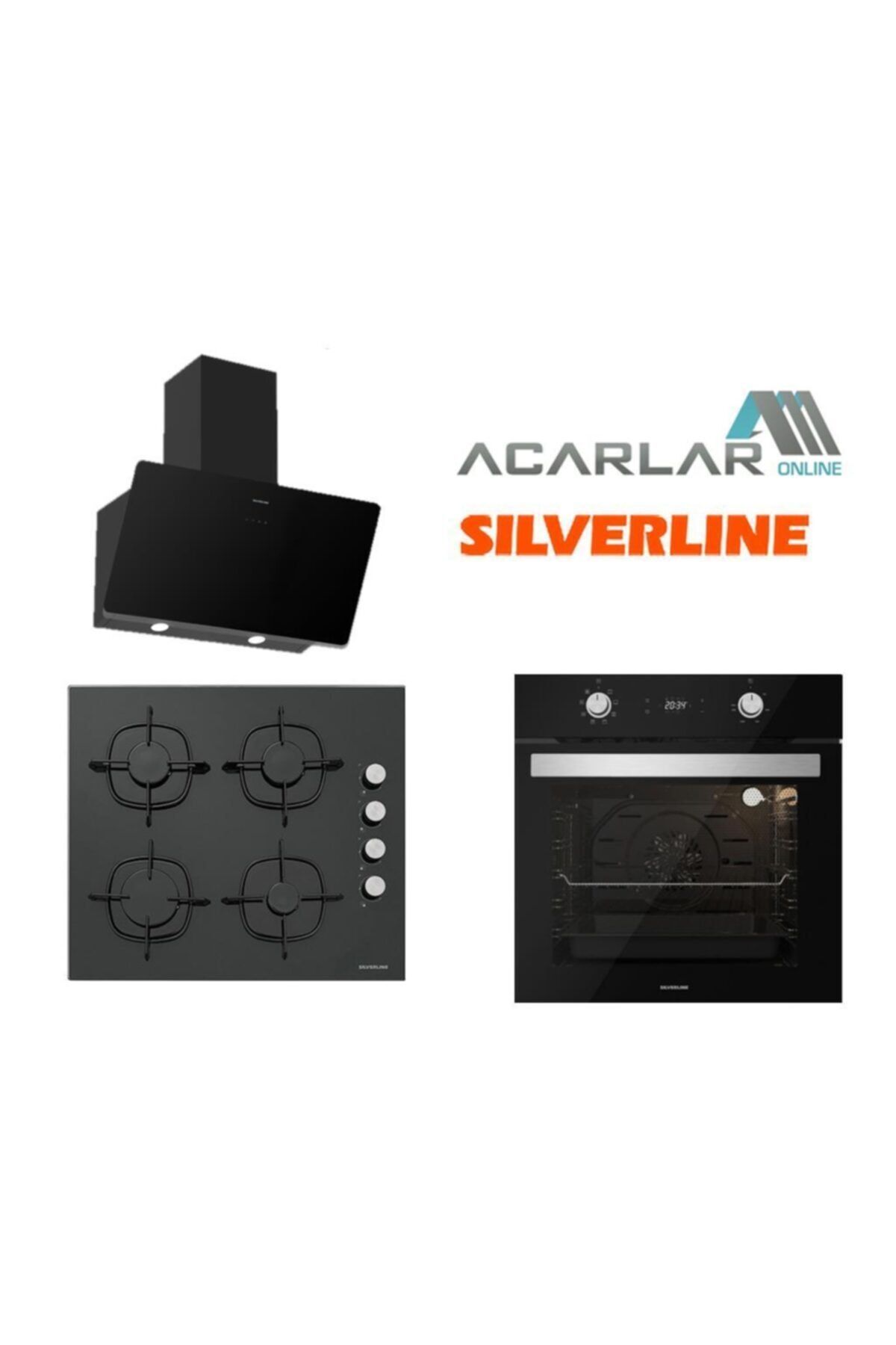 Silverline Siyah Ankastre Set (Bo6504b01, Cs5335b01,3457 Soho)