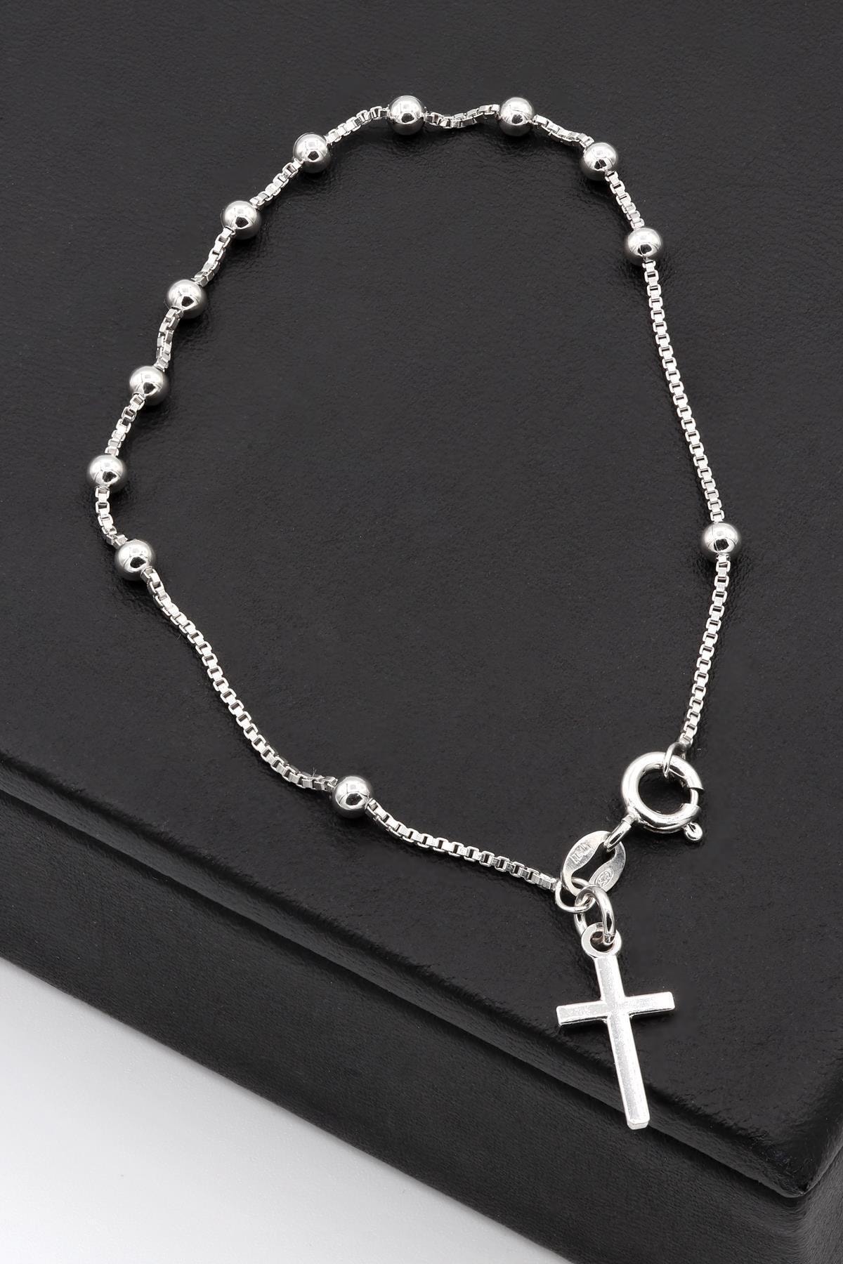 Akyüz Gümüş Haç Işlemeli Gümüş Bileklik 171