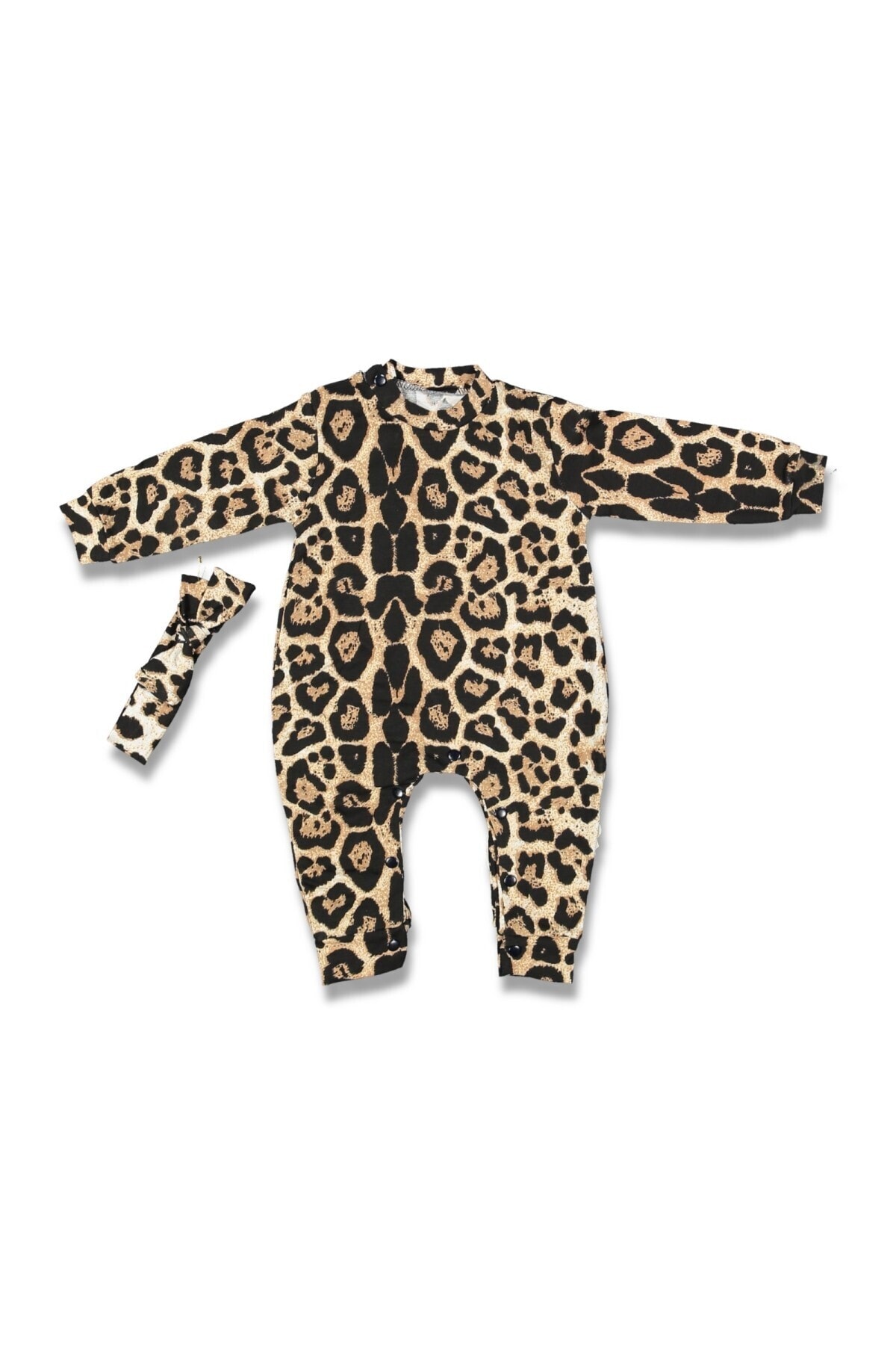 The Bebbe Shop Leoparlı Bandanalı Kız Bebek Tulum