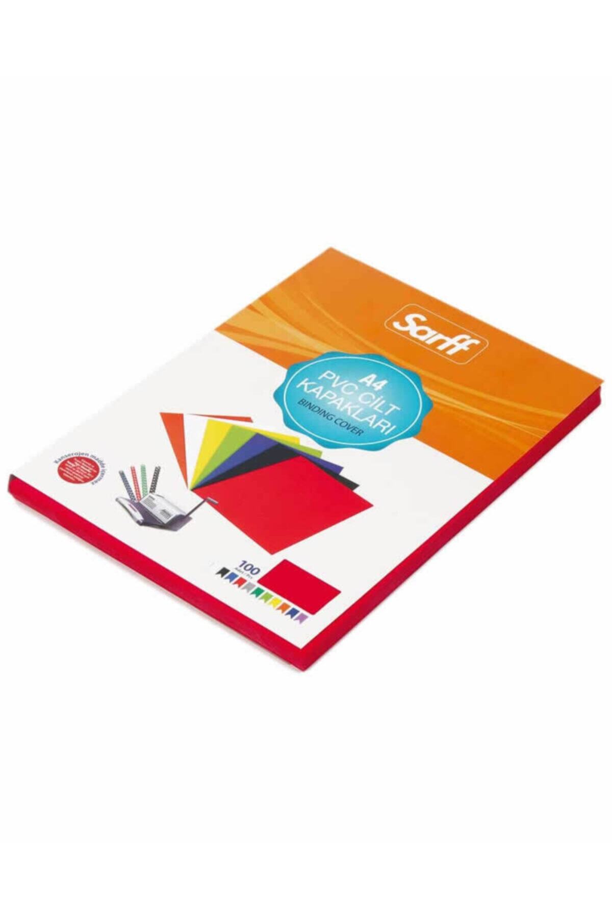 SARFF 15201104 450 Mıc 50 Adet A4 Şeffaf Kırmızı Cilt Kapağı
