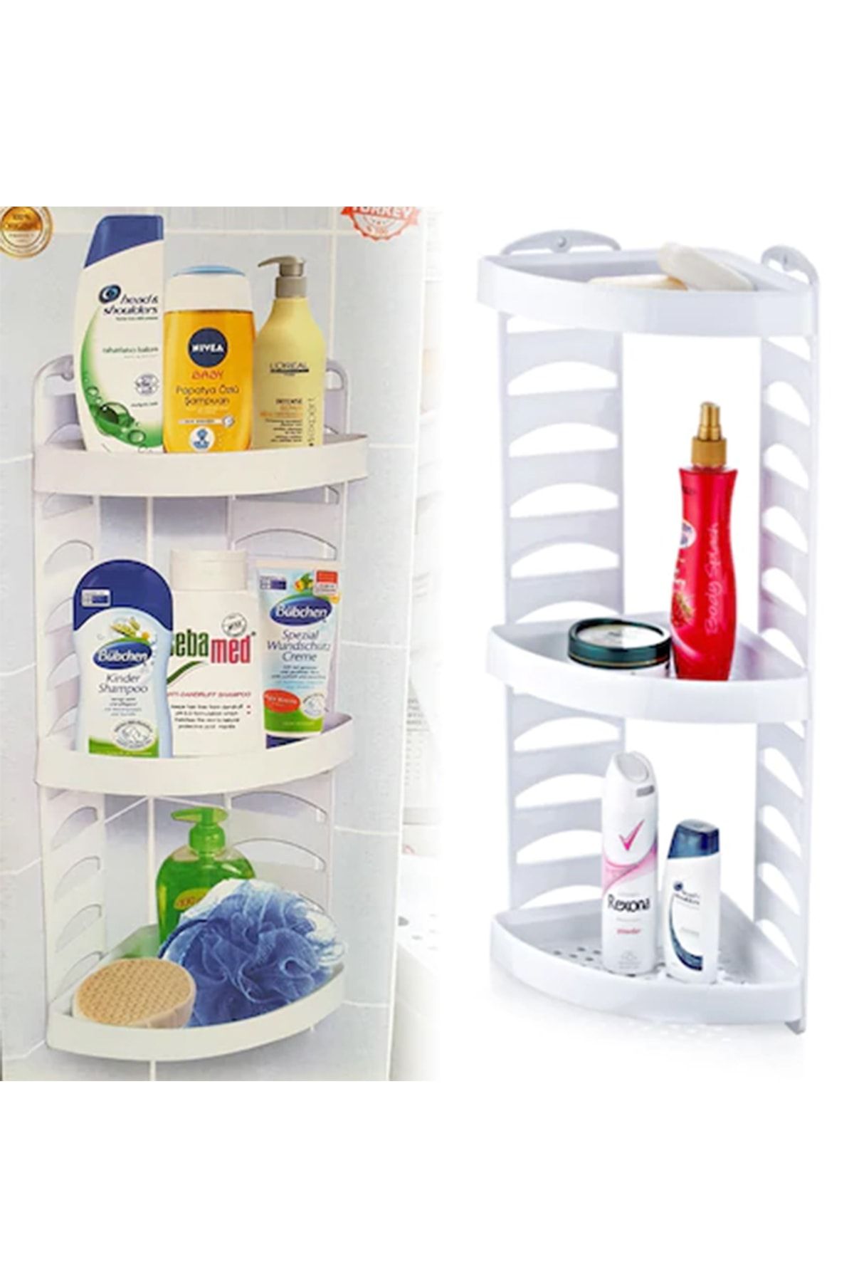 LocalShop Duş Rafı Köşe Duş Rafı 3 Katlı Plastik Duş Rafı