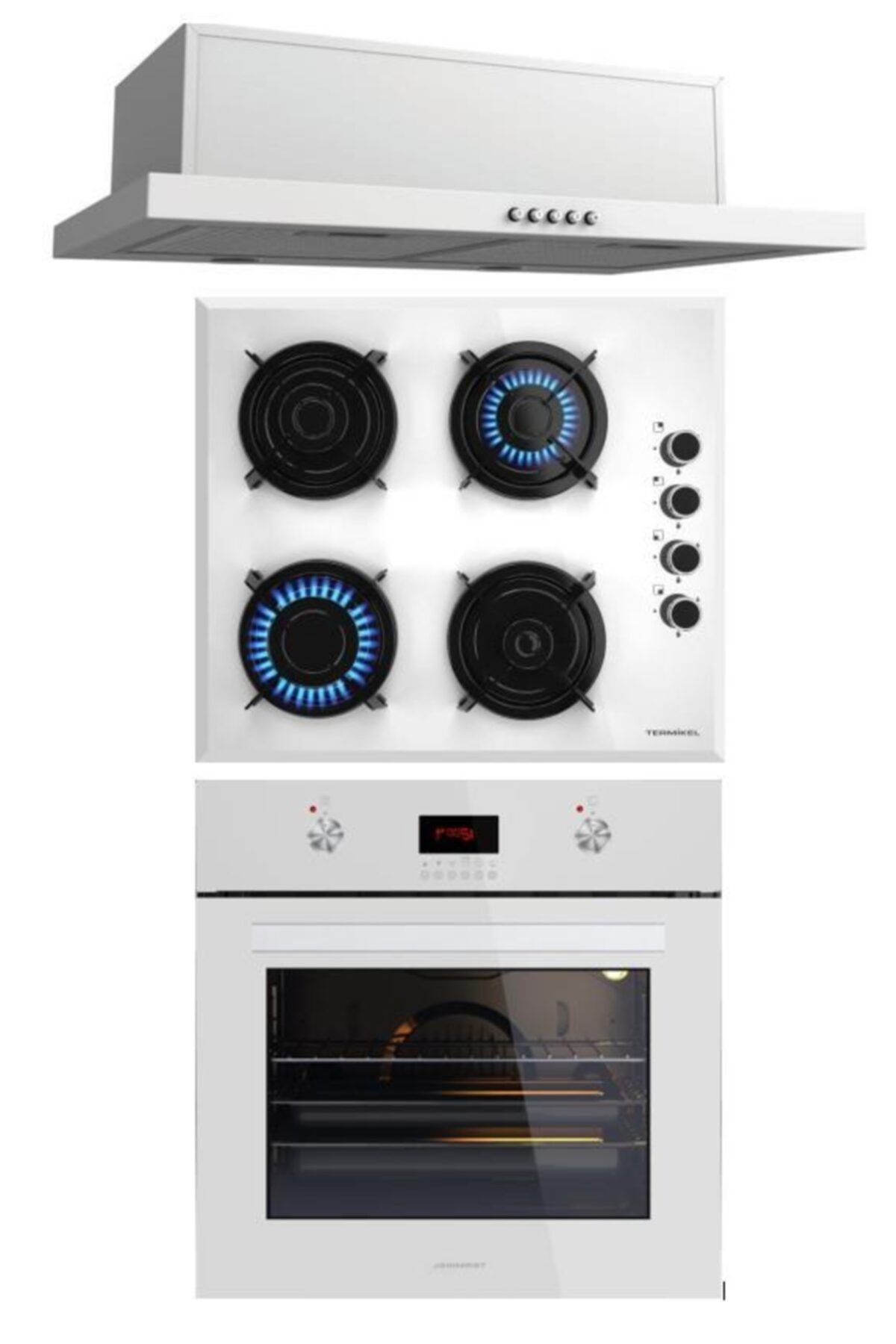 Termikel Ankastre Set (Bo O6546 W + Bh P6144 W + Kochia Ww60) 11 Fonksiyonlu - 67 Litre