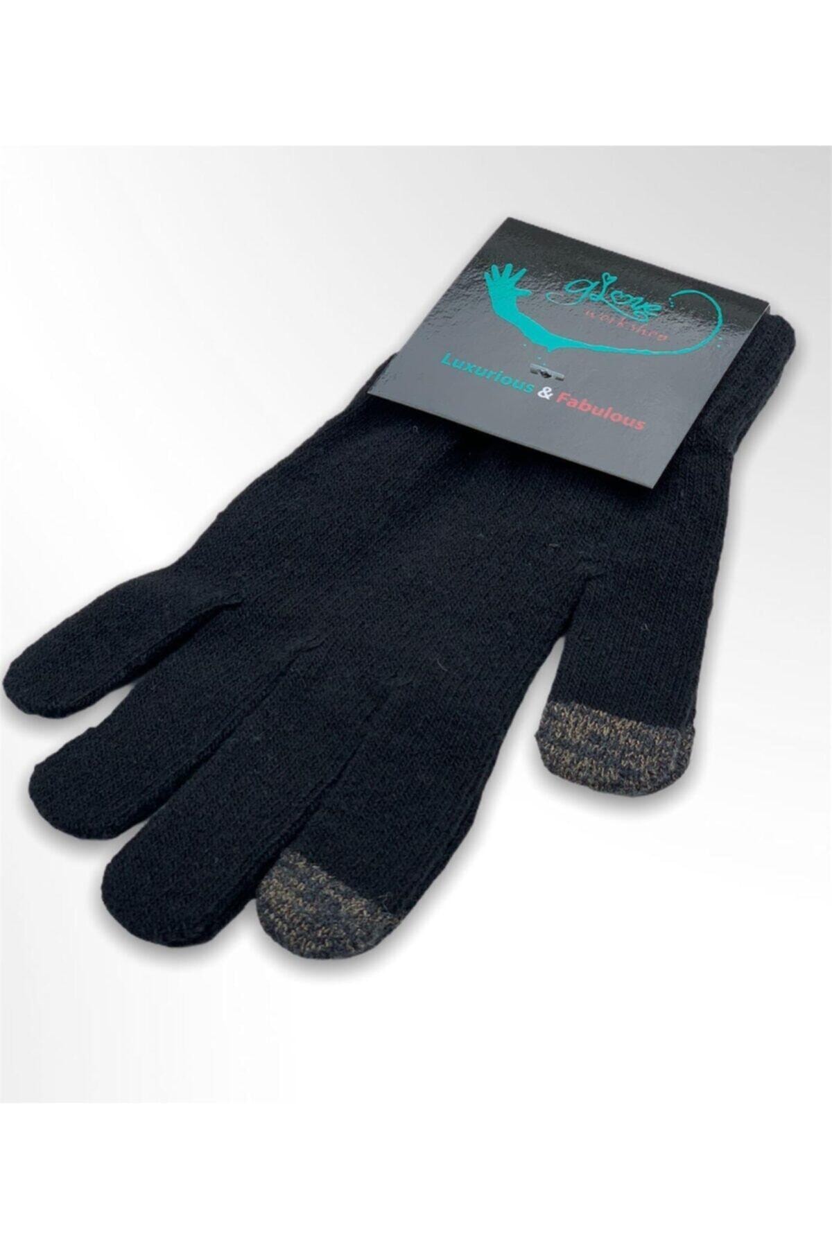 Glove workshop Unisex Siyah Düz Dokunmatik Ekran Eldiven
