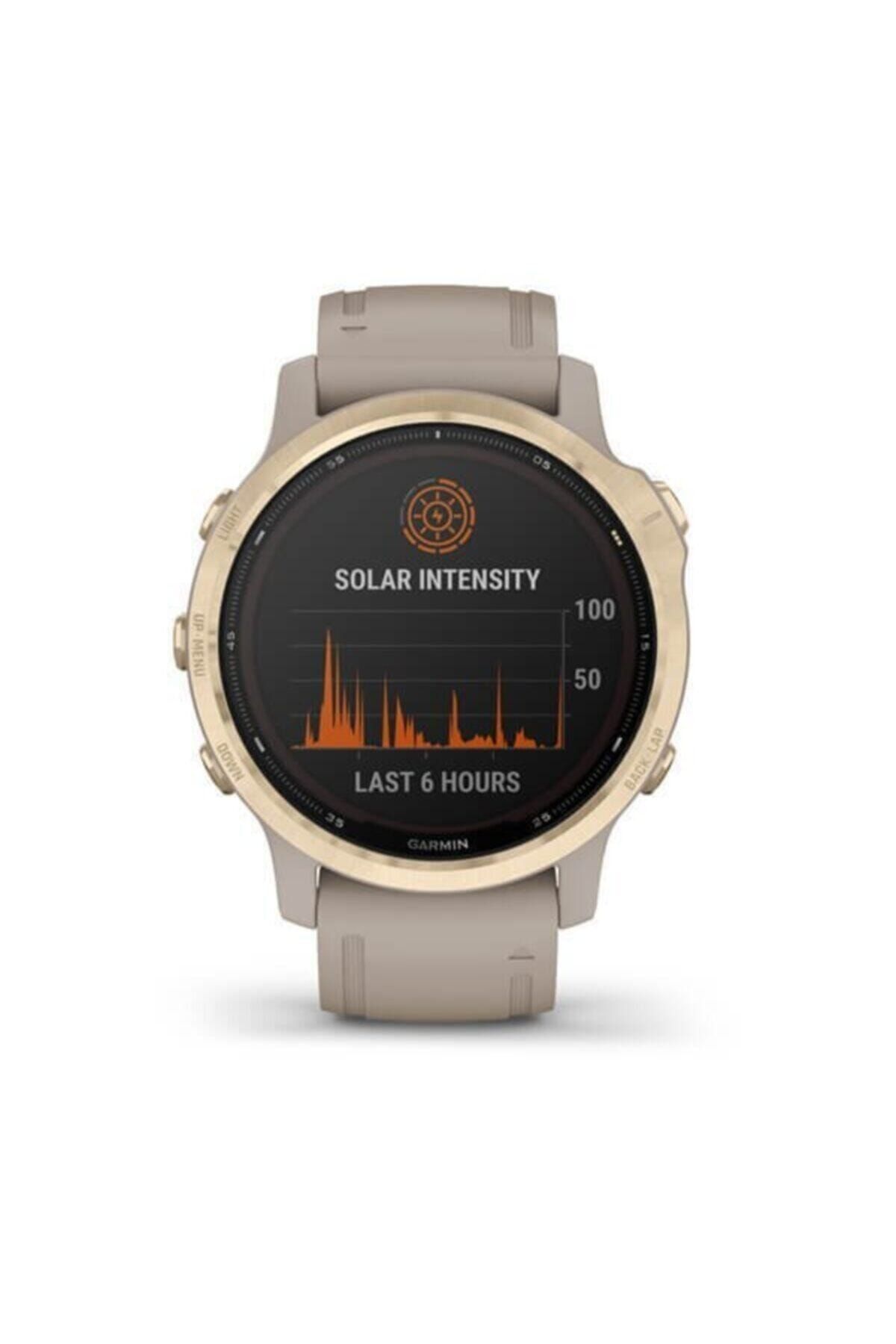 Garmin Fenix 6s Pro Solar Light Gold Multispor Gps Akıllı Saat - Kum Rengi Kayış
