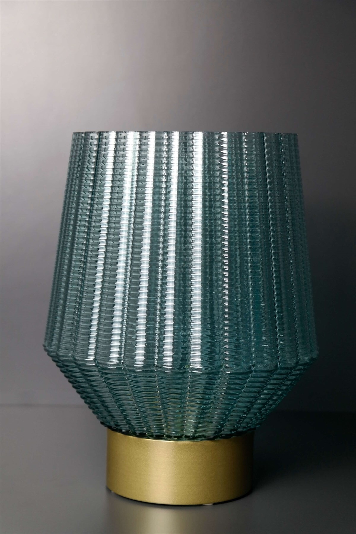 Joy Home Mavi Cam Gold Tabanlı Şeffaf Vazo