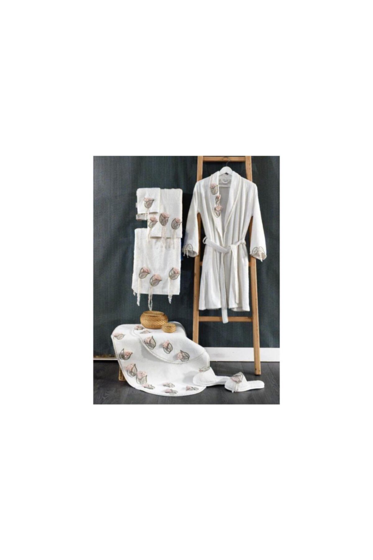 touch love designed Touch Love Romance Bambu Bayan Bornoz Seti - Krem