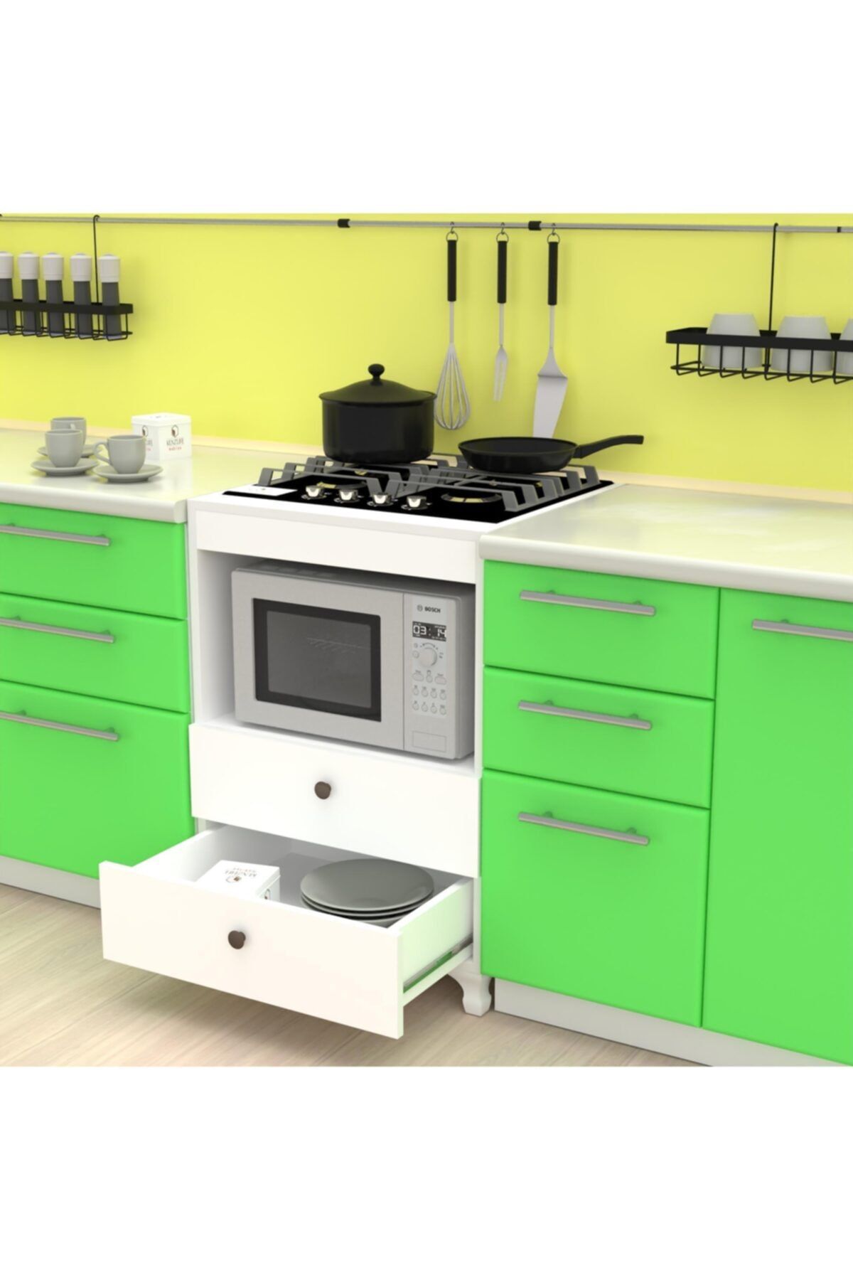 Kenzlife ocak dolabı atiye byz 85*60*57 çekmeceli mutfak modül mini fırın  ankastre ocak için