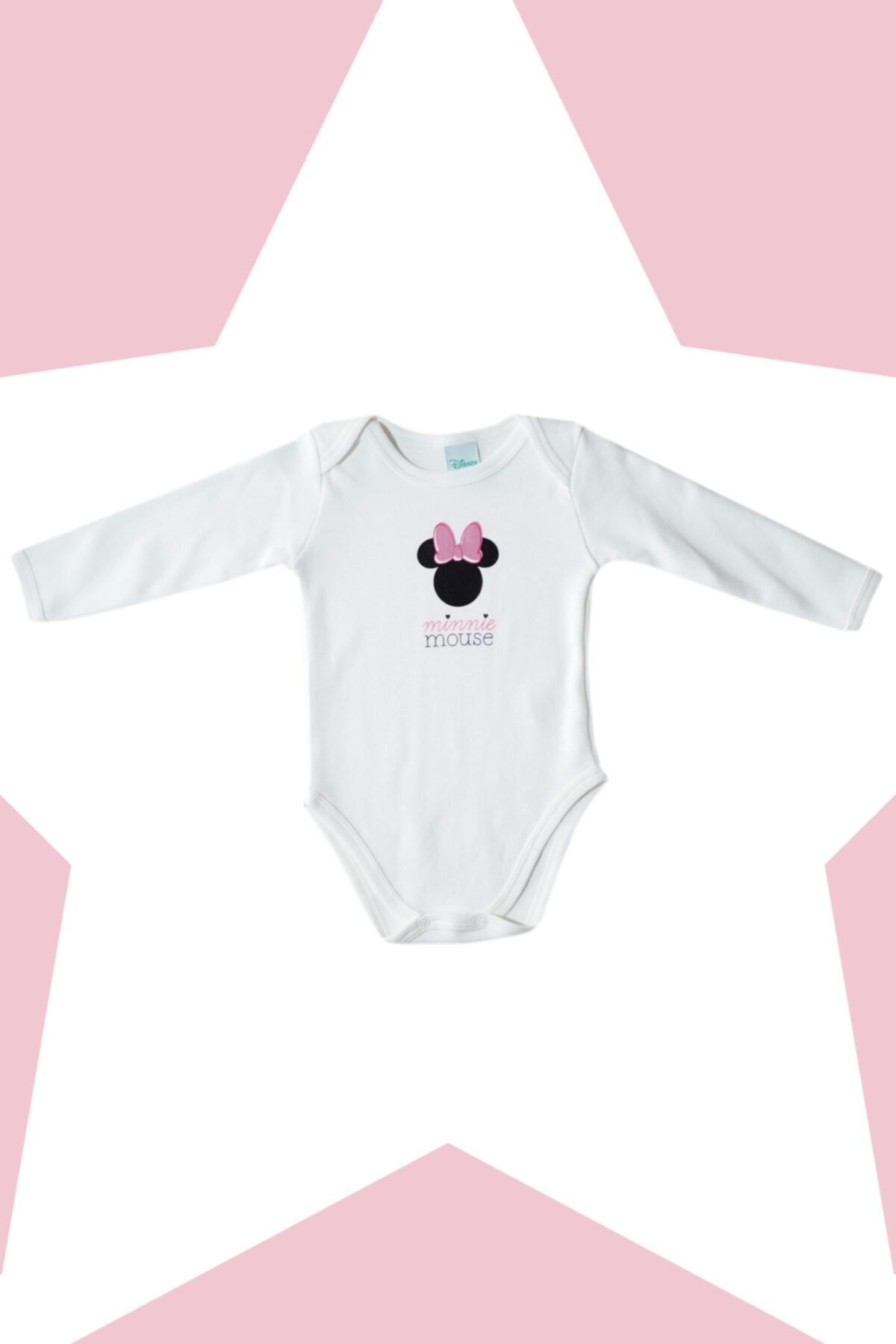 Minnie Mouse Kız Bebek Lisanslı Uzun Kollu Zıbın Body