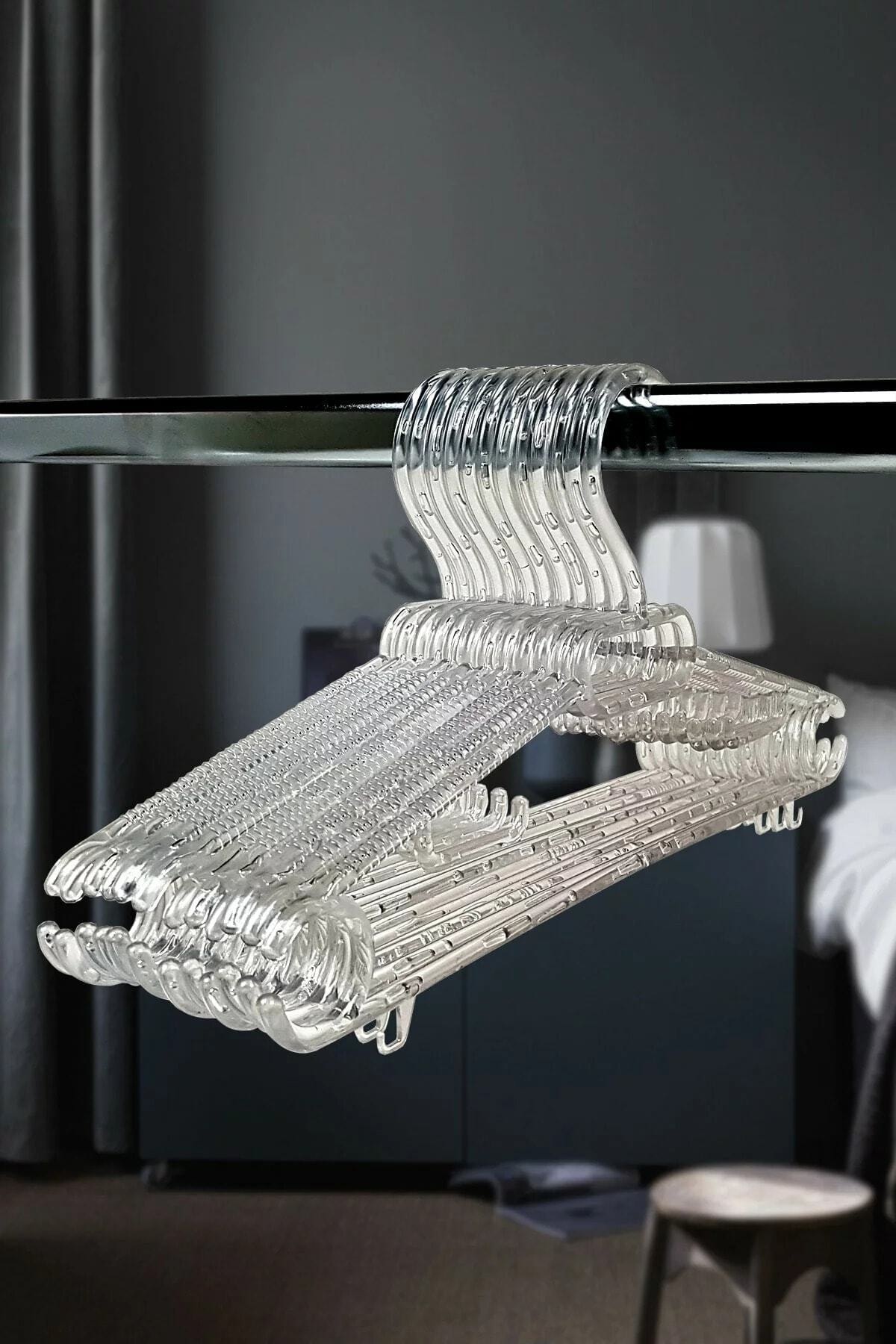 CMKStore Kristal Askı Şeffaf Büyük Boy Elbise Askısı 6 Adet