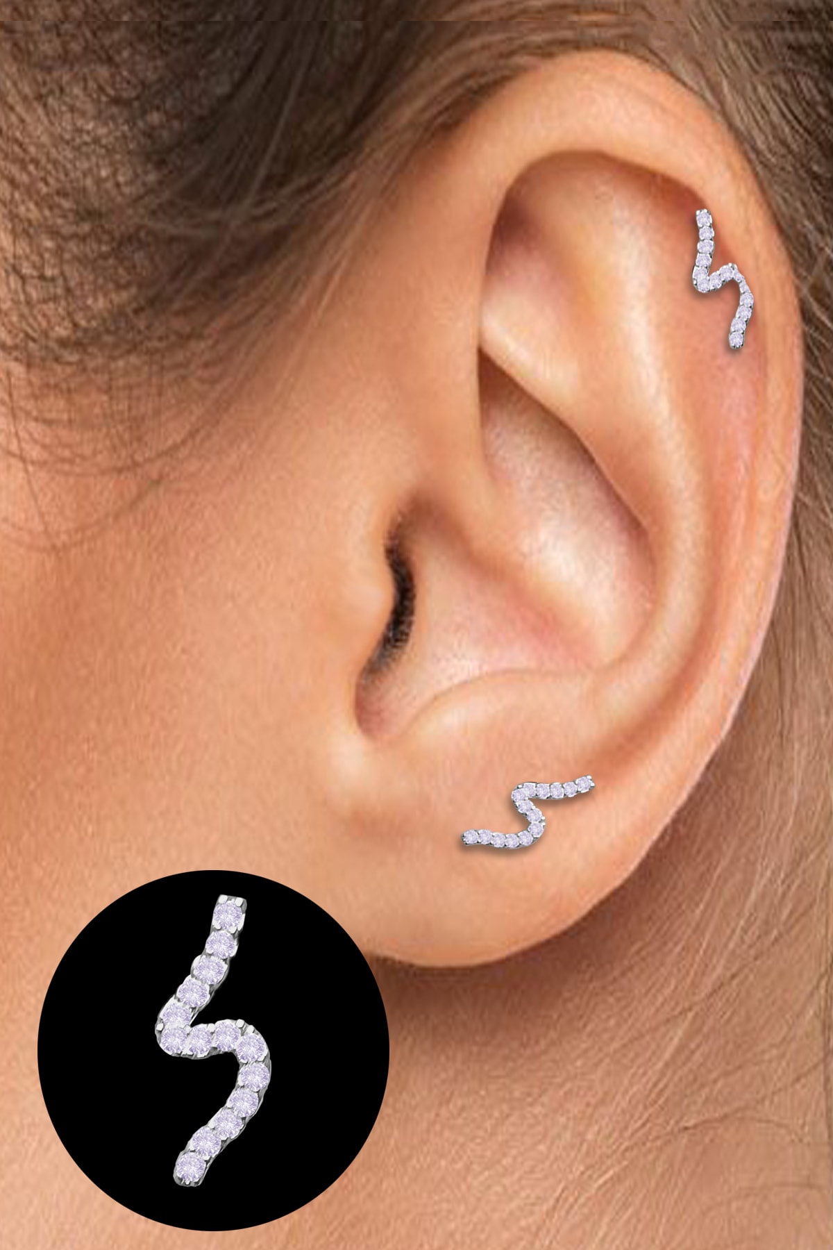Salyangoz Company Cerrahi Çelik Kıkırdak Helix Tragus Piercing S Model Gümüş Renk (1 Adet) Slsg34