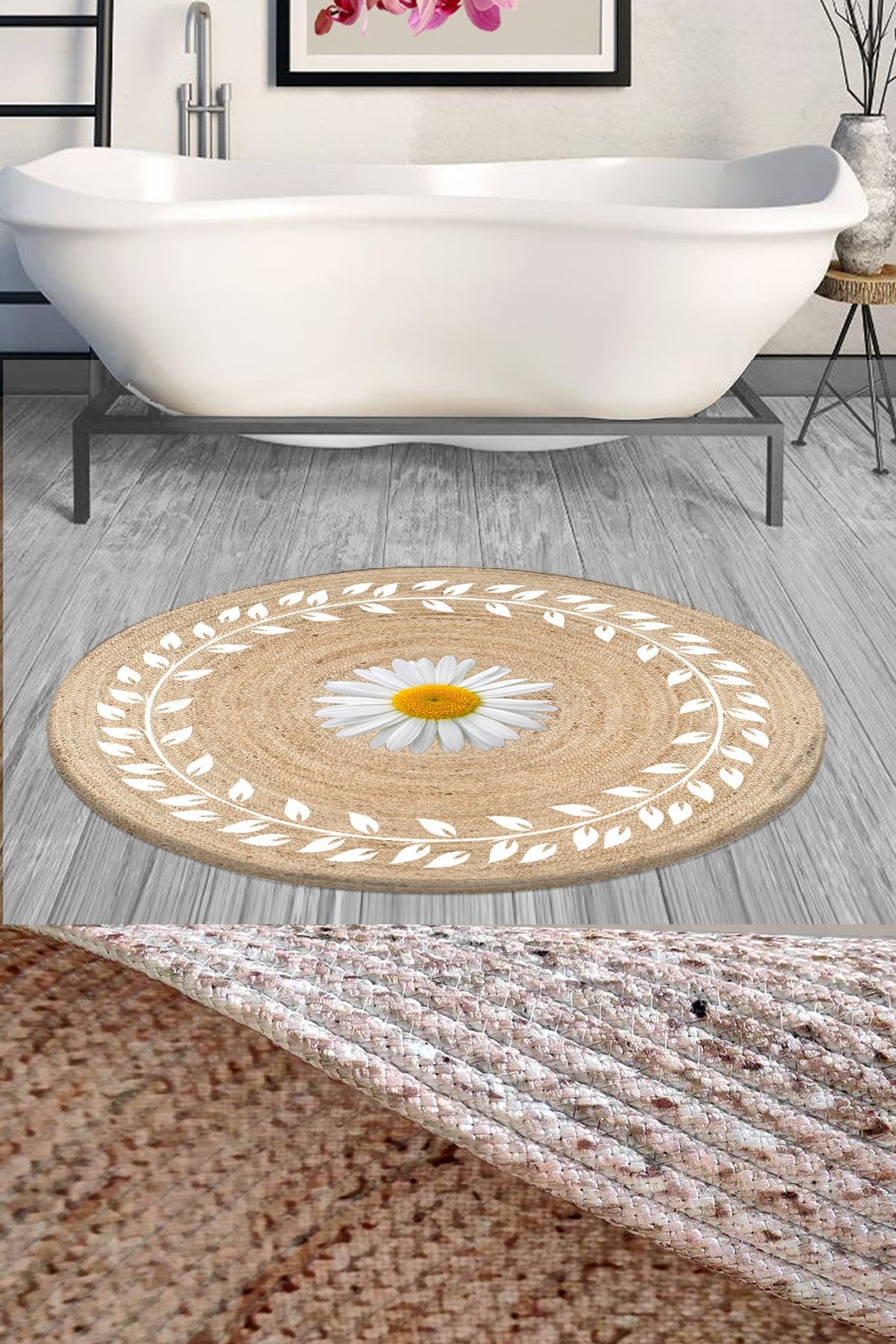 Bath mat outlet for round shower