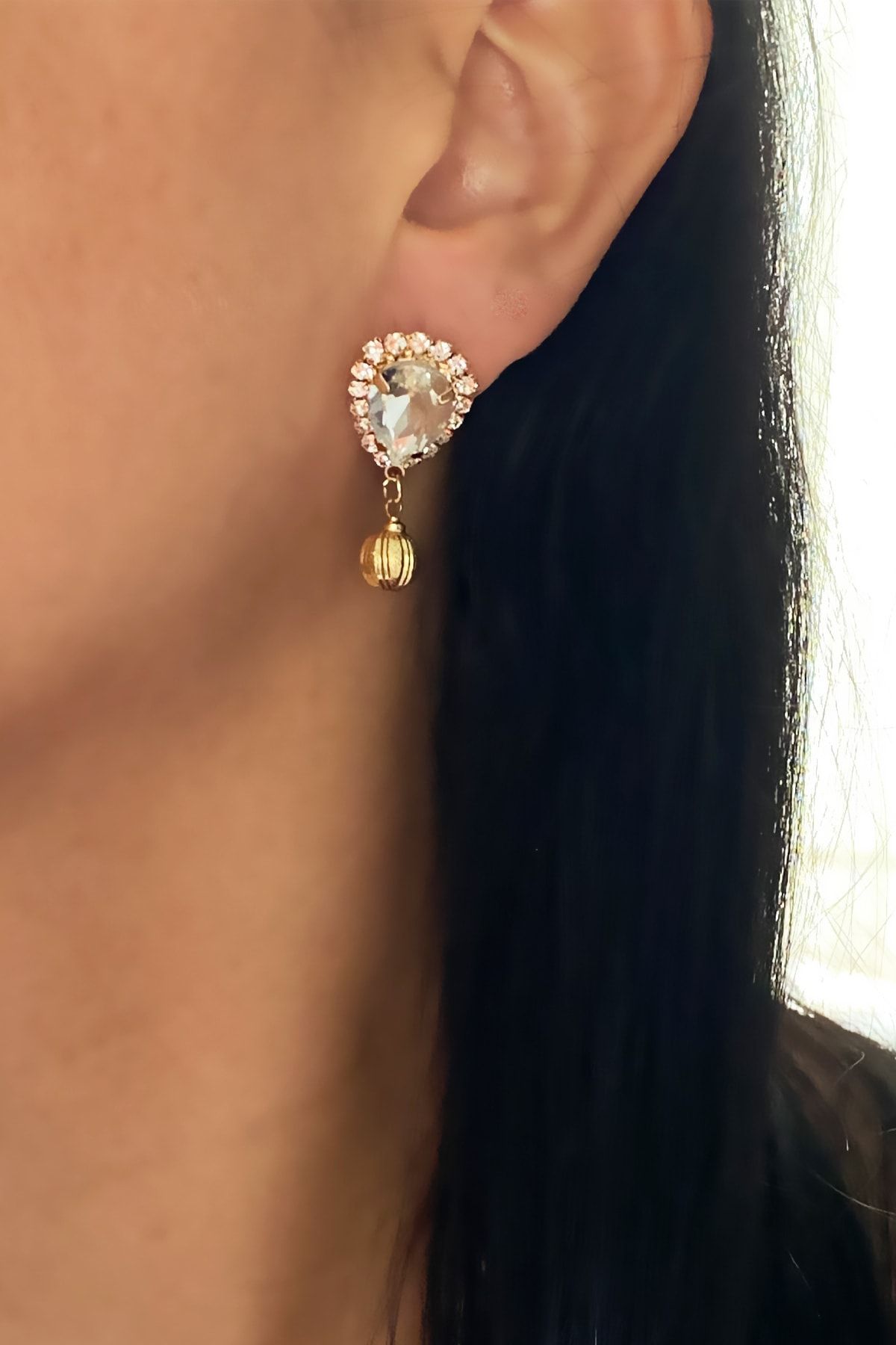 im Design Stylish Evening Dress Earrings with Diamond Look Trendyol
