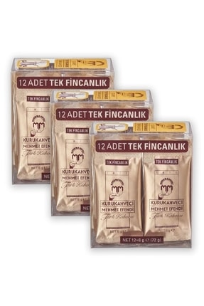 Kurukahveci Mehmet Efendi Türk Kahvesi 12*6 G Tek Içimlik Folyo Ambalaj X 3 Adet 8690627000310 Image 0