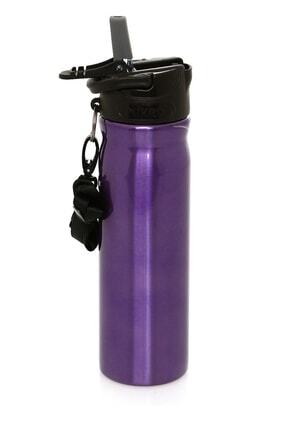Çelik Suluk Ve Matara 500 ml Pipetli Askı Ipsiz Mor Image 0