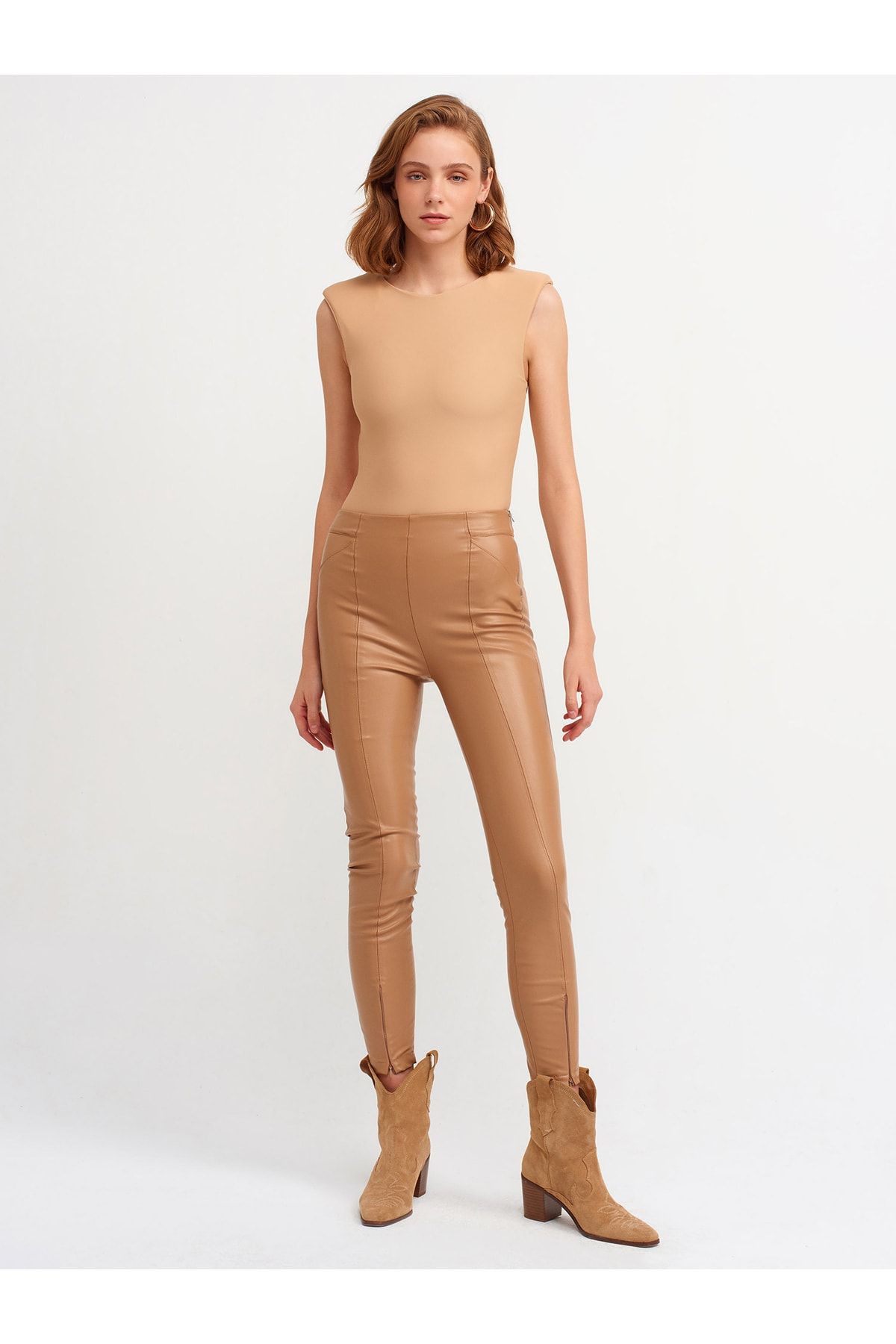 Deep Camel Faux Leather Leggings