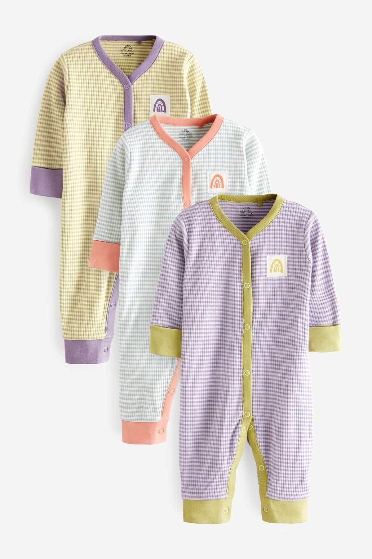 Next Baby 3 Piece Purple green Animal Character Ribbed Footless