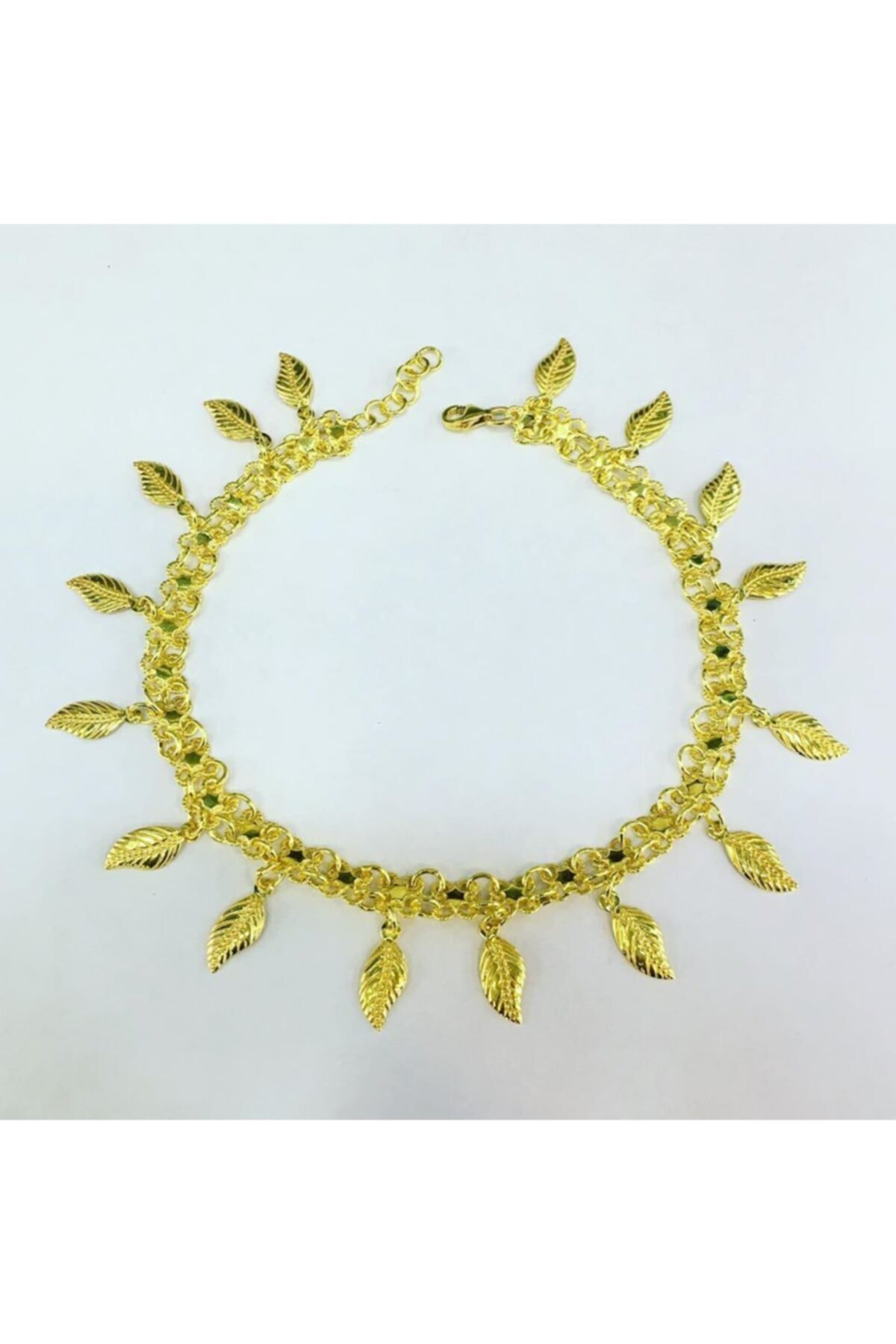 Tmt Silver Gümüş Kişniş Yaprak Pullu Altın Kaplama Halhal