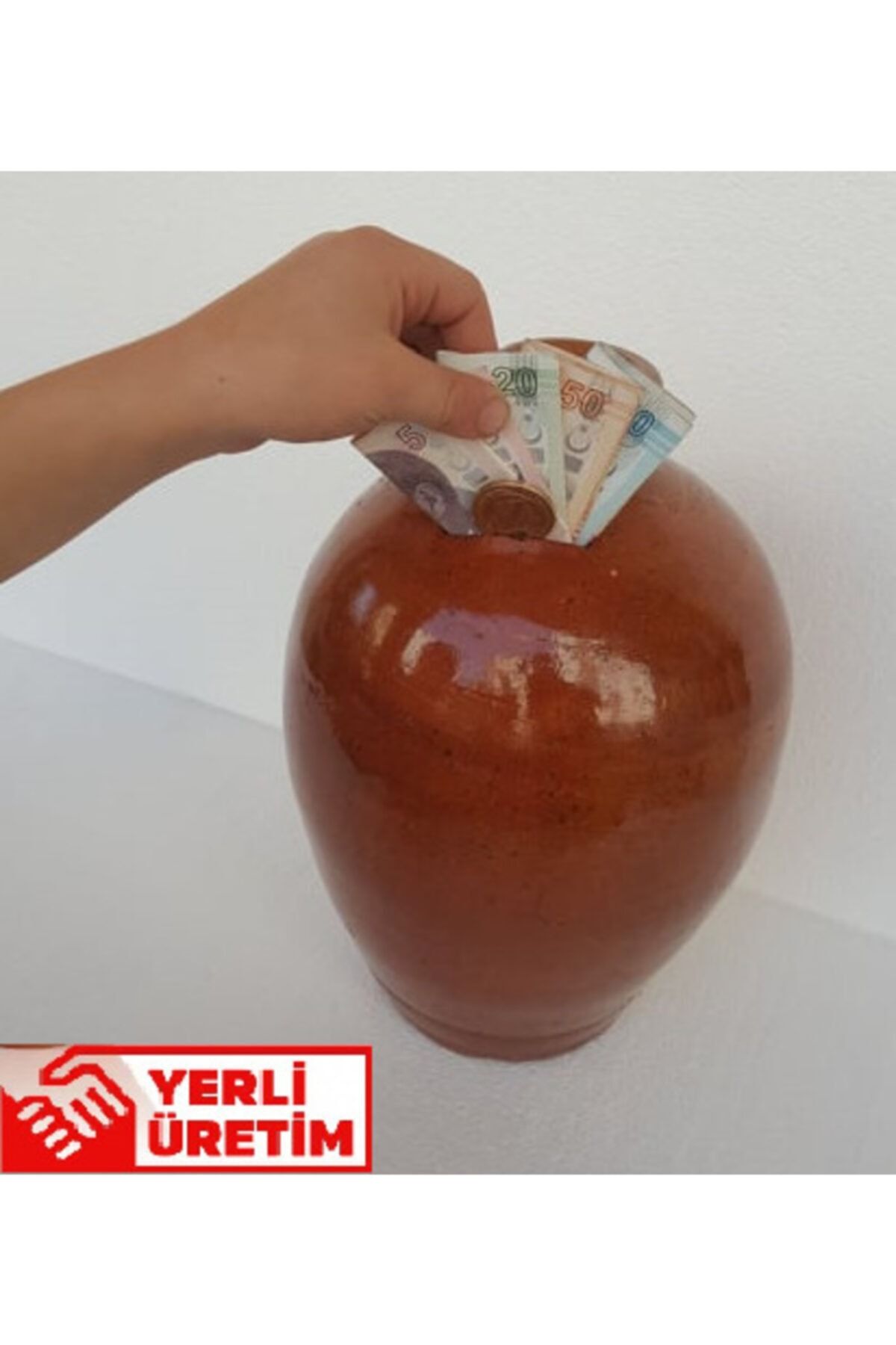 Bibizde Büyük Boy Çömlek Toprak Testi Kumbara Kırılmadan Açılmaz (Vernikli)