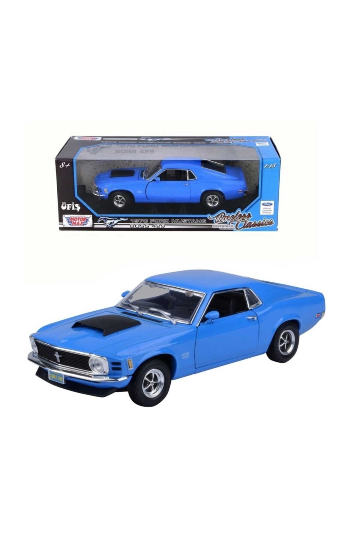 Motor Max Motormax 1970 Ford Mustang Boss 429 1/18 Mavi Model Araba