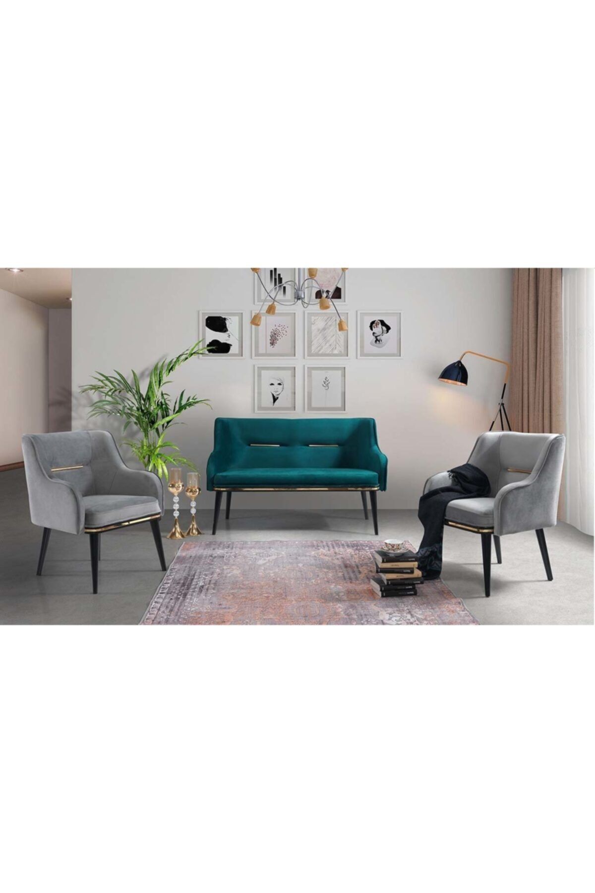 Özel Yapım Zümrüt Çay Seti (Salon, Balkon, Cafe Ofis) 2+1+1
