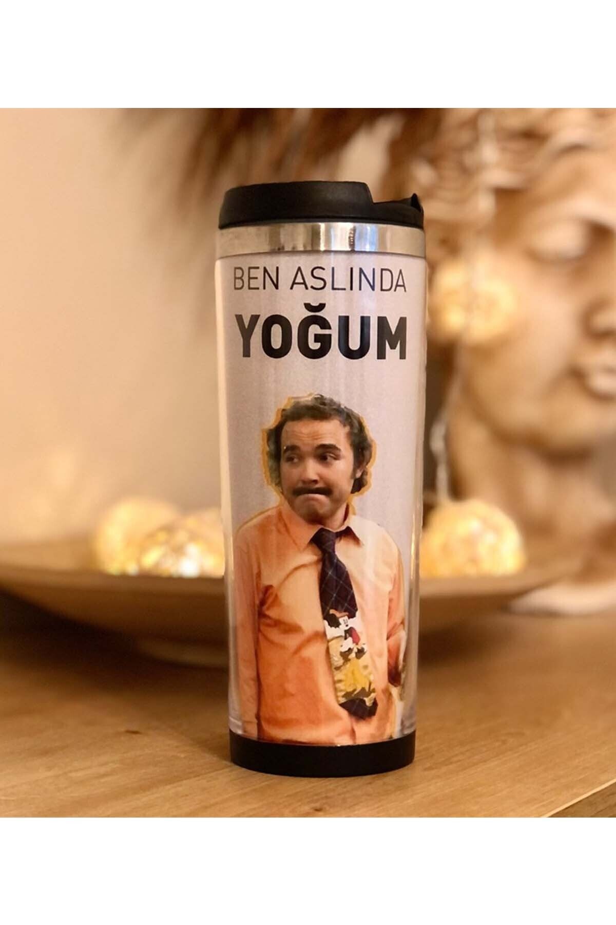 Patladı Gitti Ben Aslında Yoğum Tasarımlı 400 ml Çelik Mug Bardak
