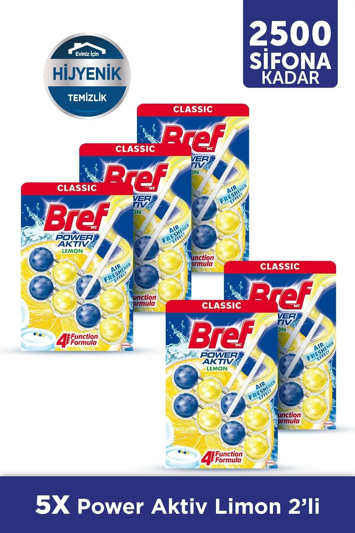 Bref WC Power Aktiv Duopack Klozet Bloğu Limon, 5 x 2'li Paket