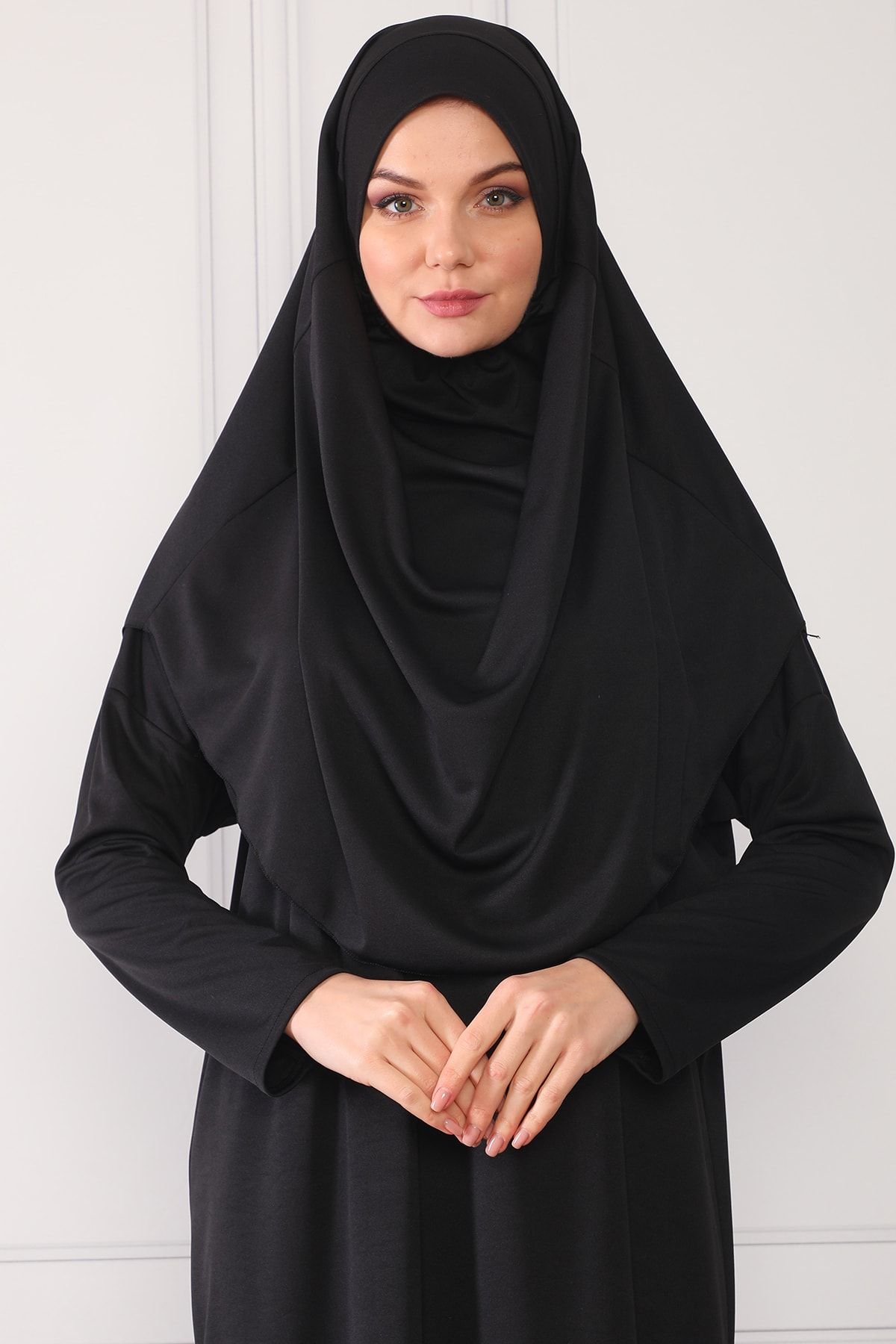 Feyza Fashion Kadın Pratik Giyimli Siyah Namaz Elbisesi