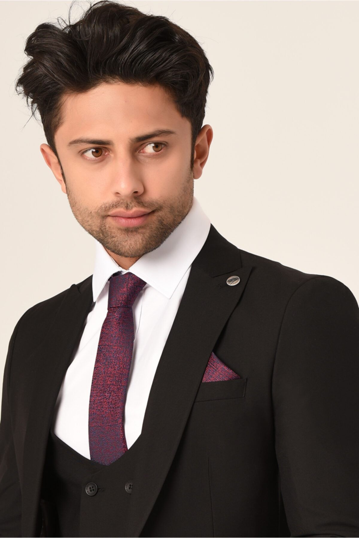 MASCULİNE Bysaygın'dan Slim Fit Düz Siyah Masculıne Yelekli Takım Elbise