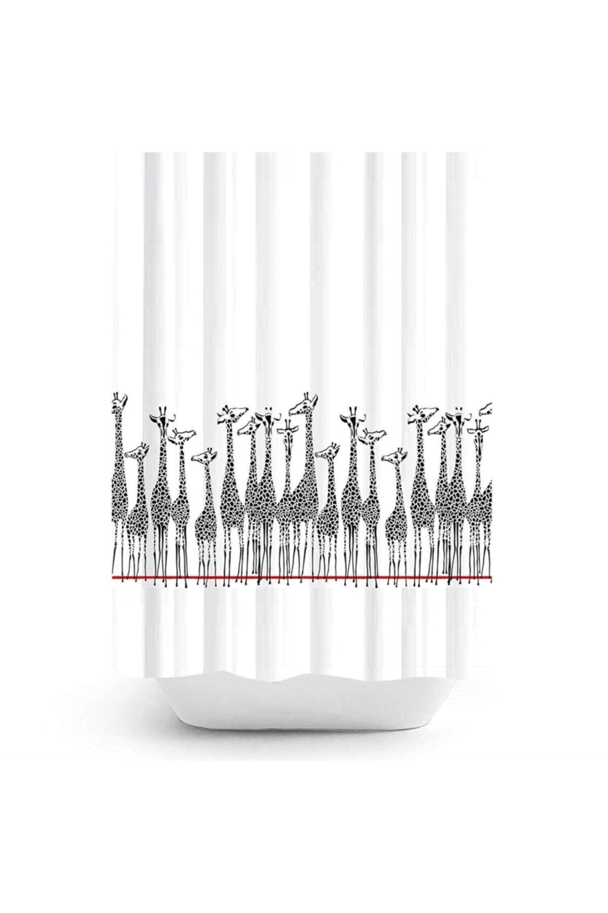 Zethome Tropik Giraffe Banyo Duş Perdesi Tek Kanat 1x180x200