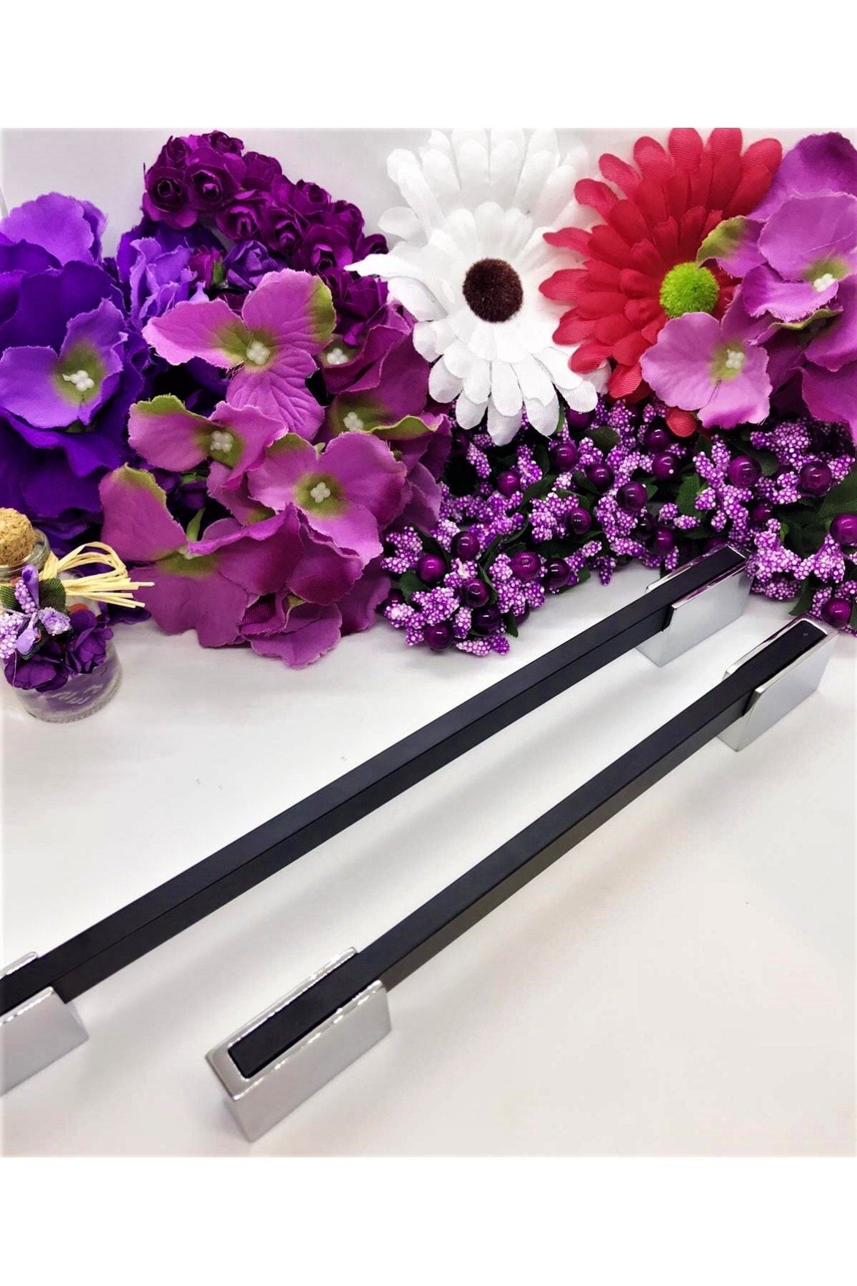 Ahenk 5 Adet Siyah-krom 288-320mm Modern Kulp Dolap Çekmece Mutfak Vestiyer Kulbu