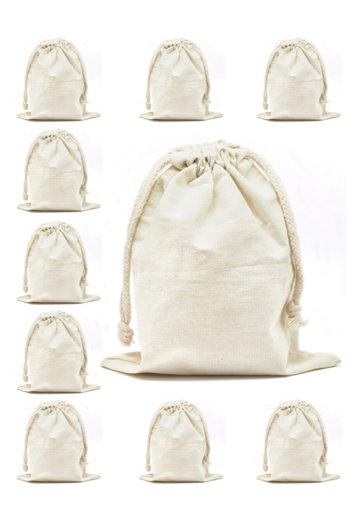 H&H HOME Hambez Kese - 10 Adet - 20x30 Cm - Çift Taraf Ip Büzgülü