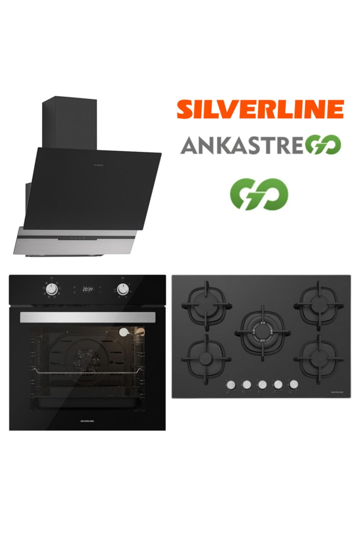 Silverline Siyah Cam Ankastre Set Bo6504b01 - Cs5364b01 - 3450