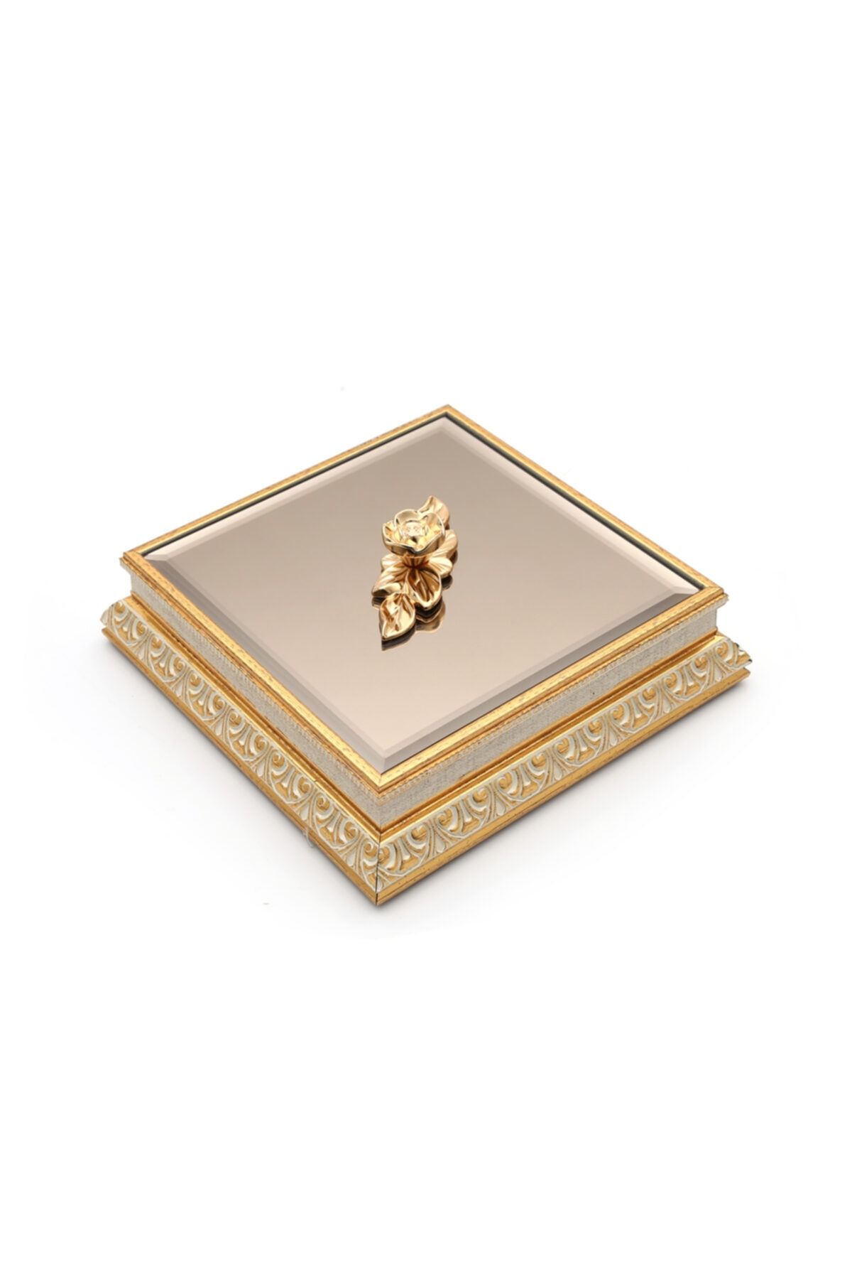 Yedi Home&Decor Takı Aksesuar, Söz Çikolata Kutusu Oymalı,kare Çok Amaçlı Dekoratif Kutu Gold