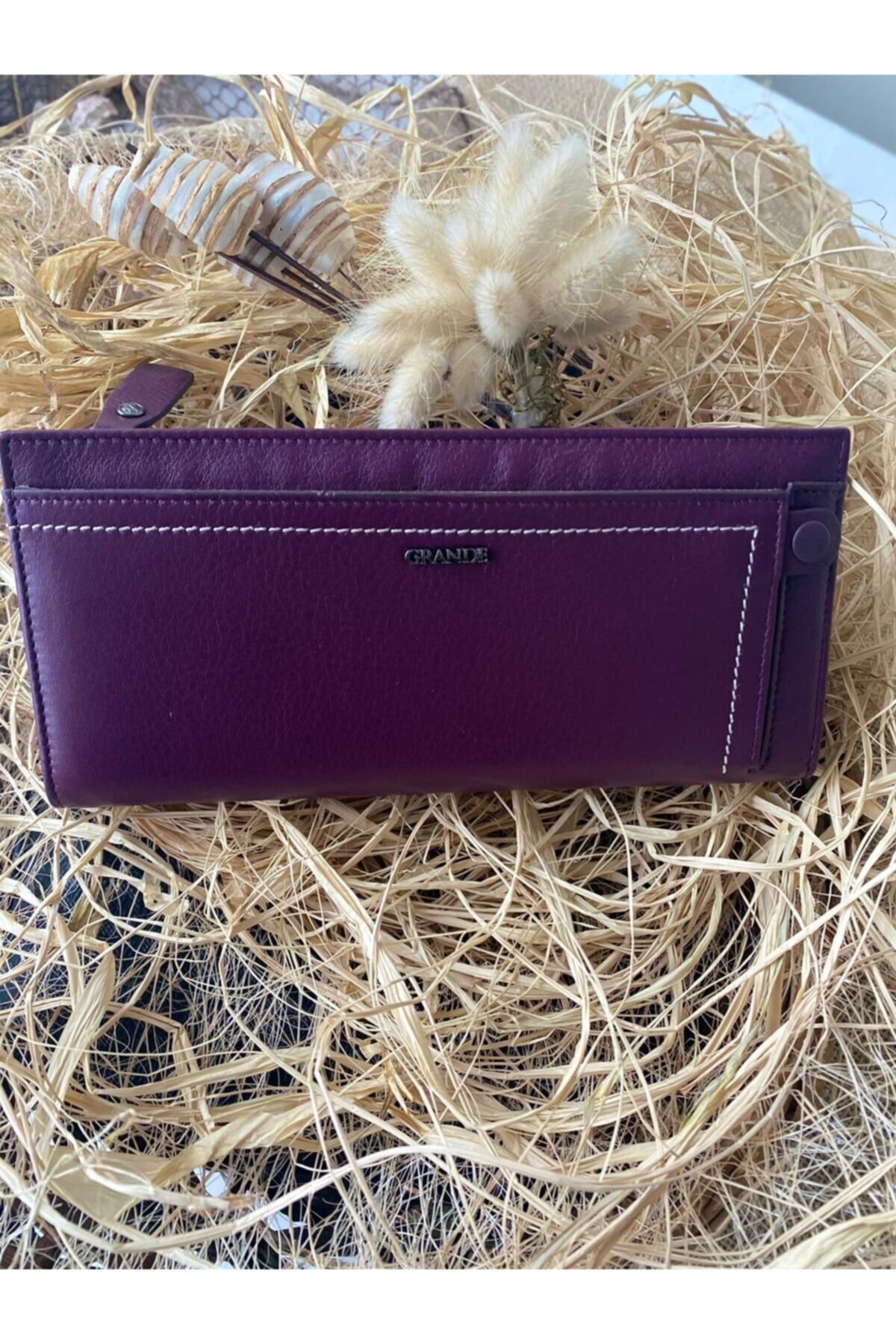 Grande Kadın Mürdüm Hakiki Deri Cüzdan