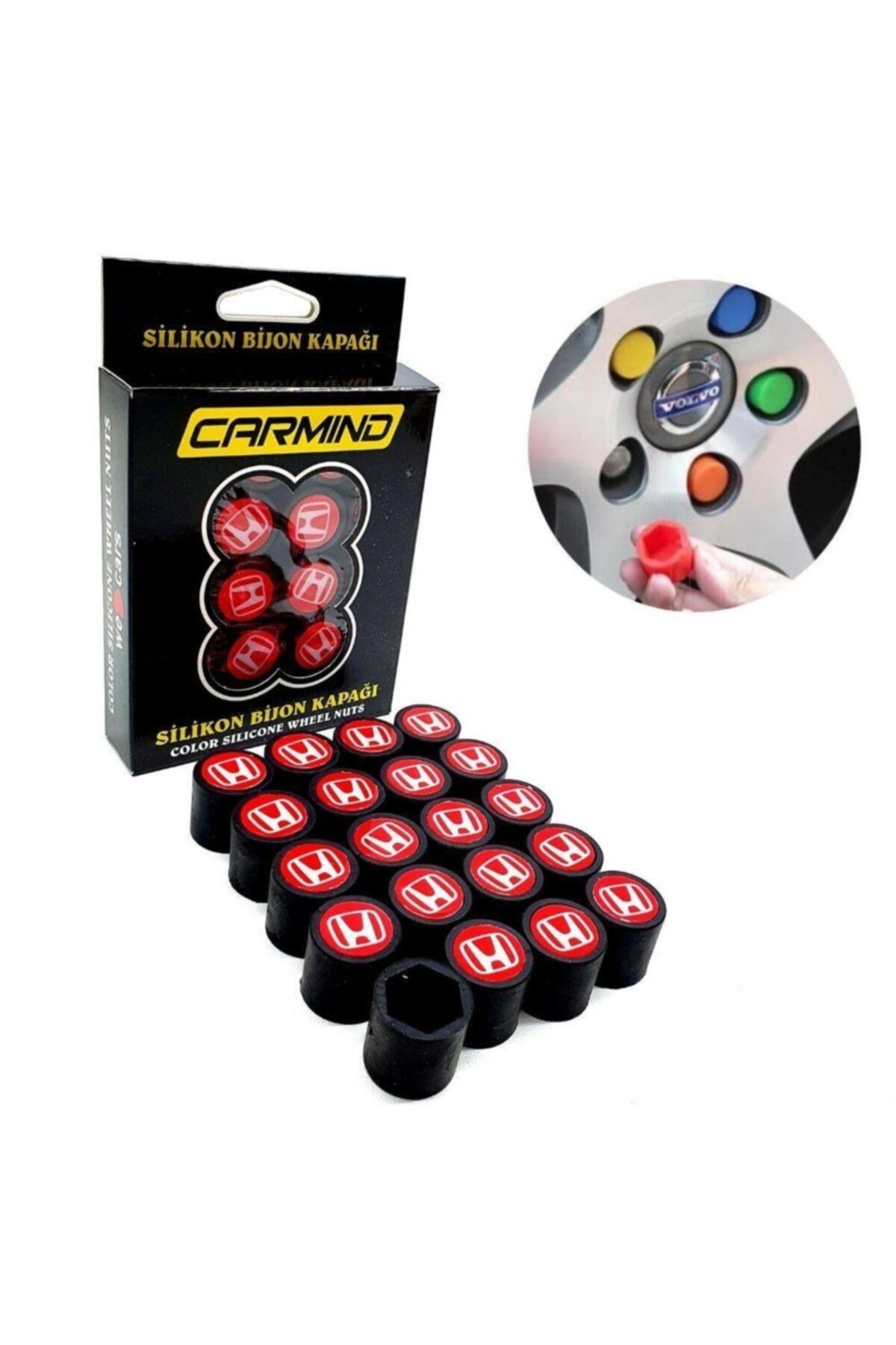 Carmind Honda Siyah Silikon Bijon Kapağı (kırmızı Logo) 17 Mm