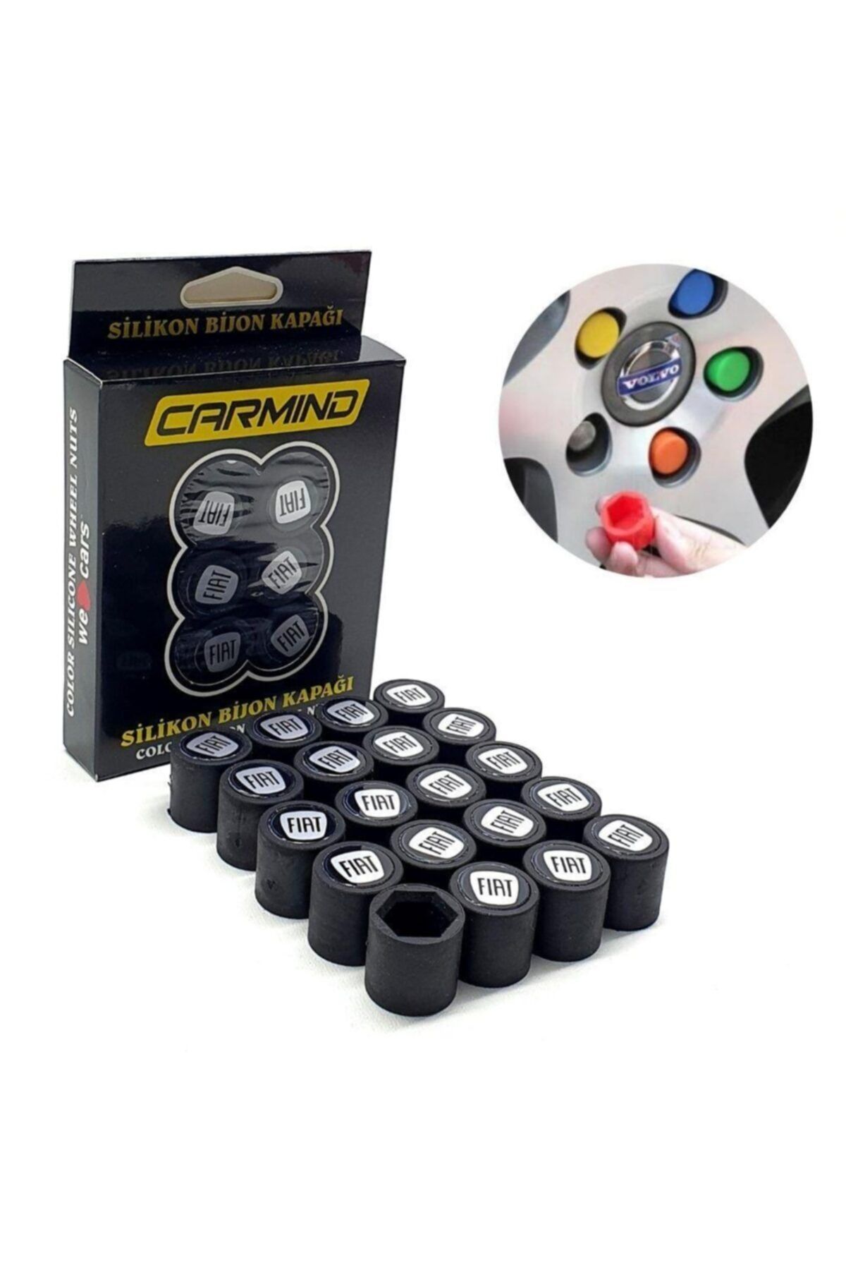 Carmind Fiat Siyah Silikon Bijon Kapağı 17 Mm