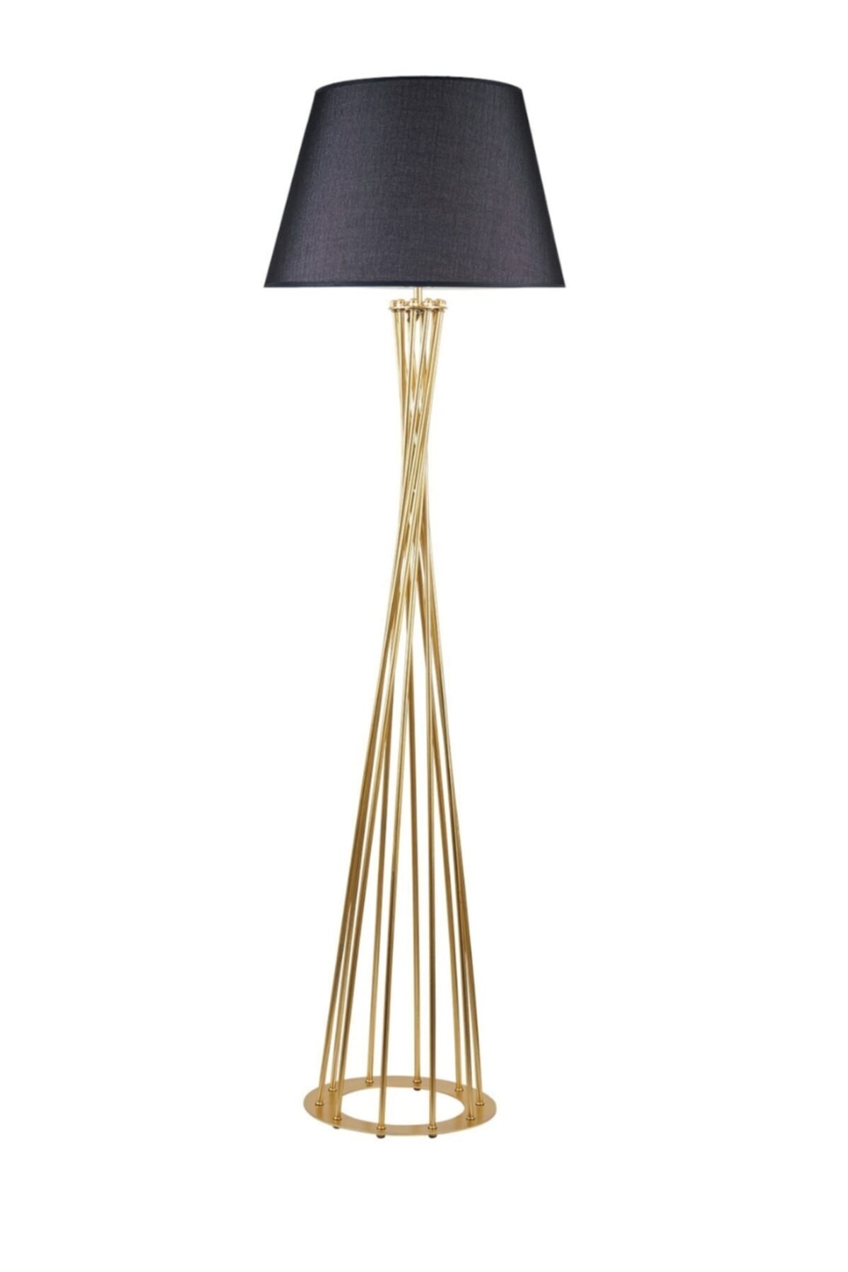 Dylight Retro Lambader Köşe Lambası Mat Gold Siyah Başlık 45cm Başlık