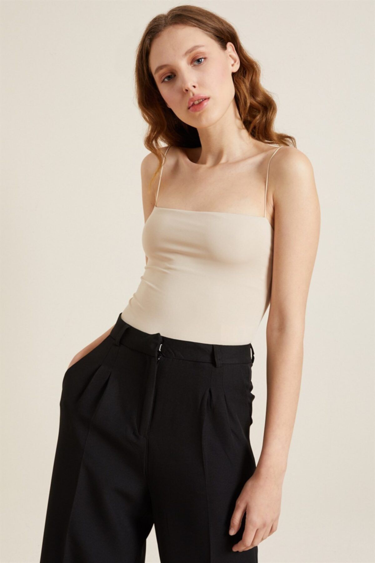 Z GİYİM Kadın Bej Ip Askılı Bodysuit